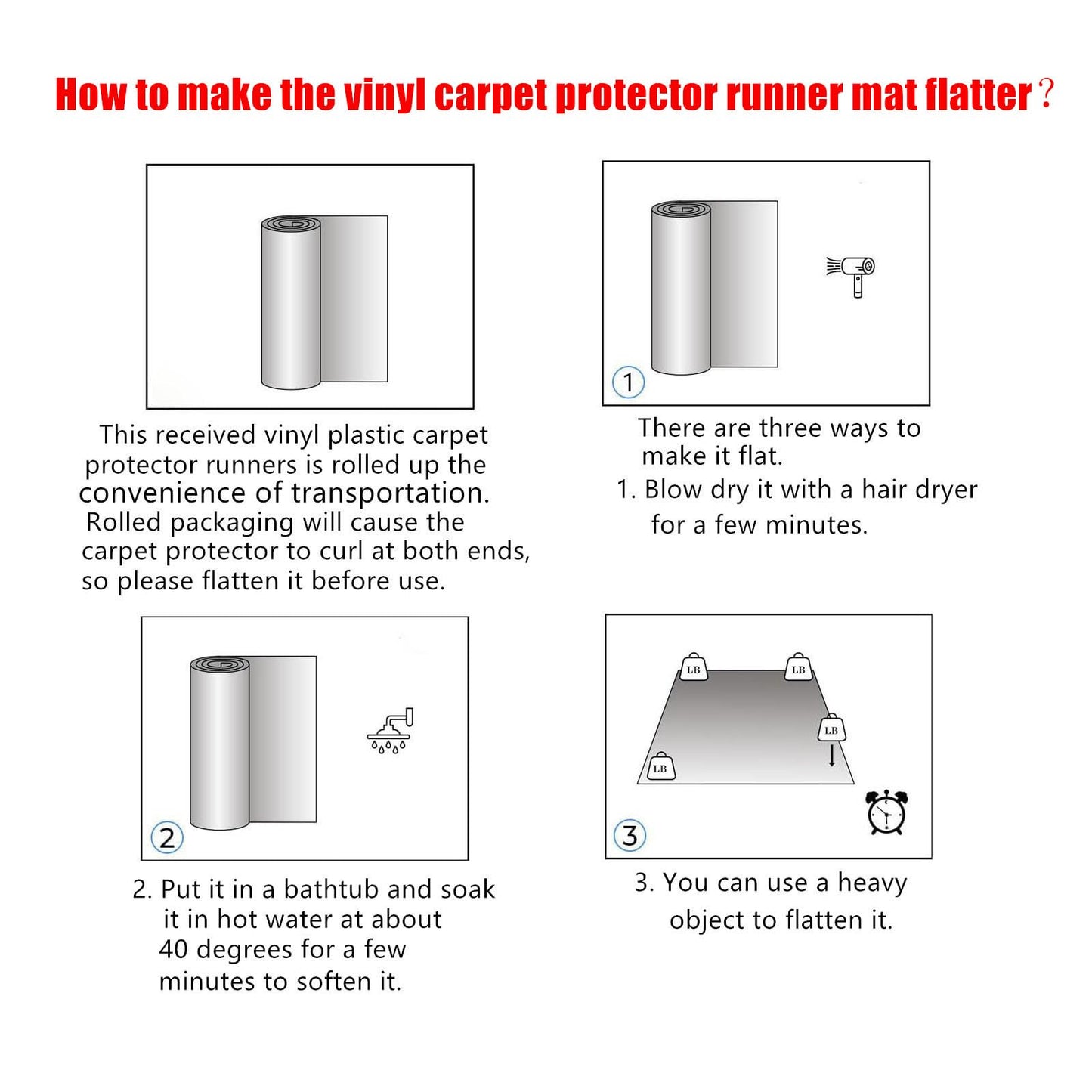 Plastic Carpet Protector Floor Runner 27in x 20ft Clear Carpet Runner for High Traffic Hallway Non-Slip Rug Protector for Low Pile Stain-Resistant & Waterproof