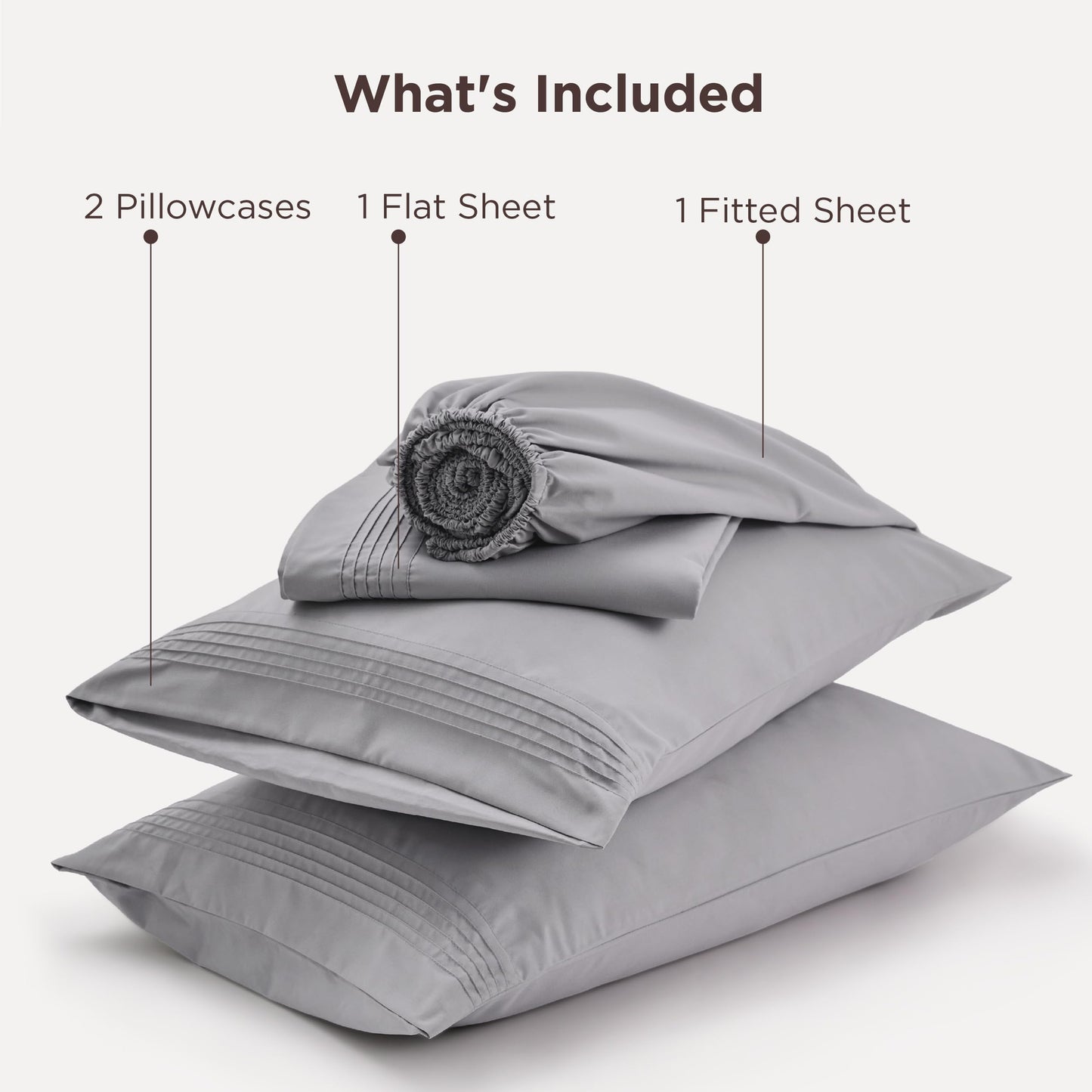 Bedsure Deep Pocket King Sheet Set - Fits Mattresses Up to 21 Inches Thick - 4 Piece GentleSoft Bed Sheets, Moisture Wicking, Soft & Cooling Bedsheet & Pillowcases, Easy & Secure Fit, Light Grey