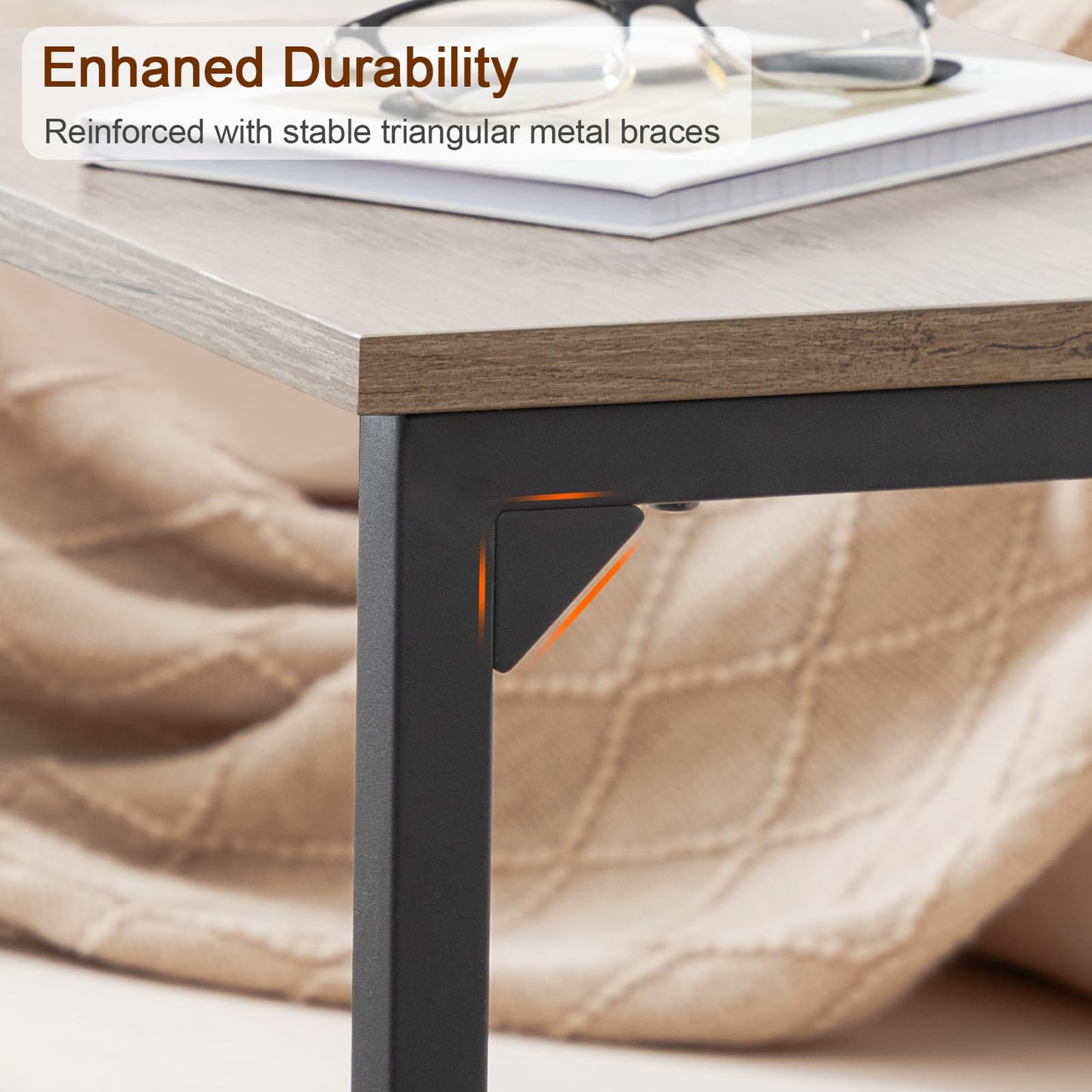 AMHANCIBLE C Shaped End Tables Set of 2, Couch Side Tables that Slide Under Sofa, TV Trays for Living Room, Bedroom, Small Space, Grey, HET02BGY