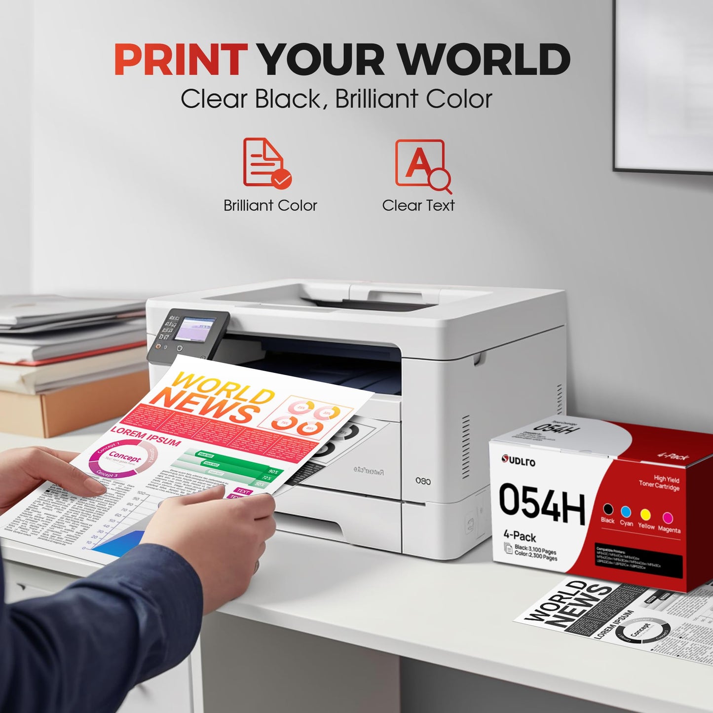 054H Toner Compatible with Canon 054 Toner Cartridge Set High Yield Replacement for Canon MF642cdw Toner Cartridge Work for Color imageCLASS MF642cdw MF644cdw MF641CW LBP622Cdw | CRG-054 Toner 4 Pack