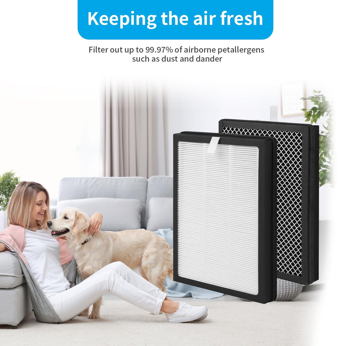 Breabetter 4-Pack CAP-500FPK Replacement Filter Compatible with Cuisinart CAP-500FPK Air Purifier, 3-in-1 Filtration