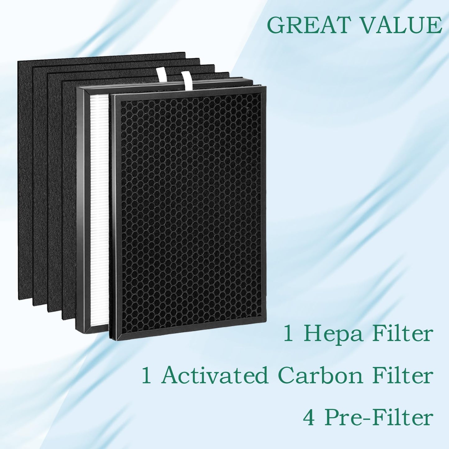 OV200 Filter For Oransi OV200 Air Purifier Part RF200, Include 1 pack True HEPA Filter 1 pack Activated Carbon Filter and 4 pack Pre-Filter