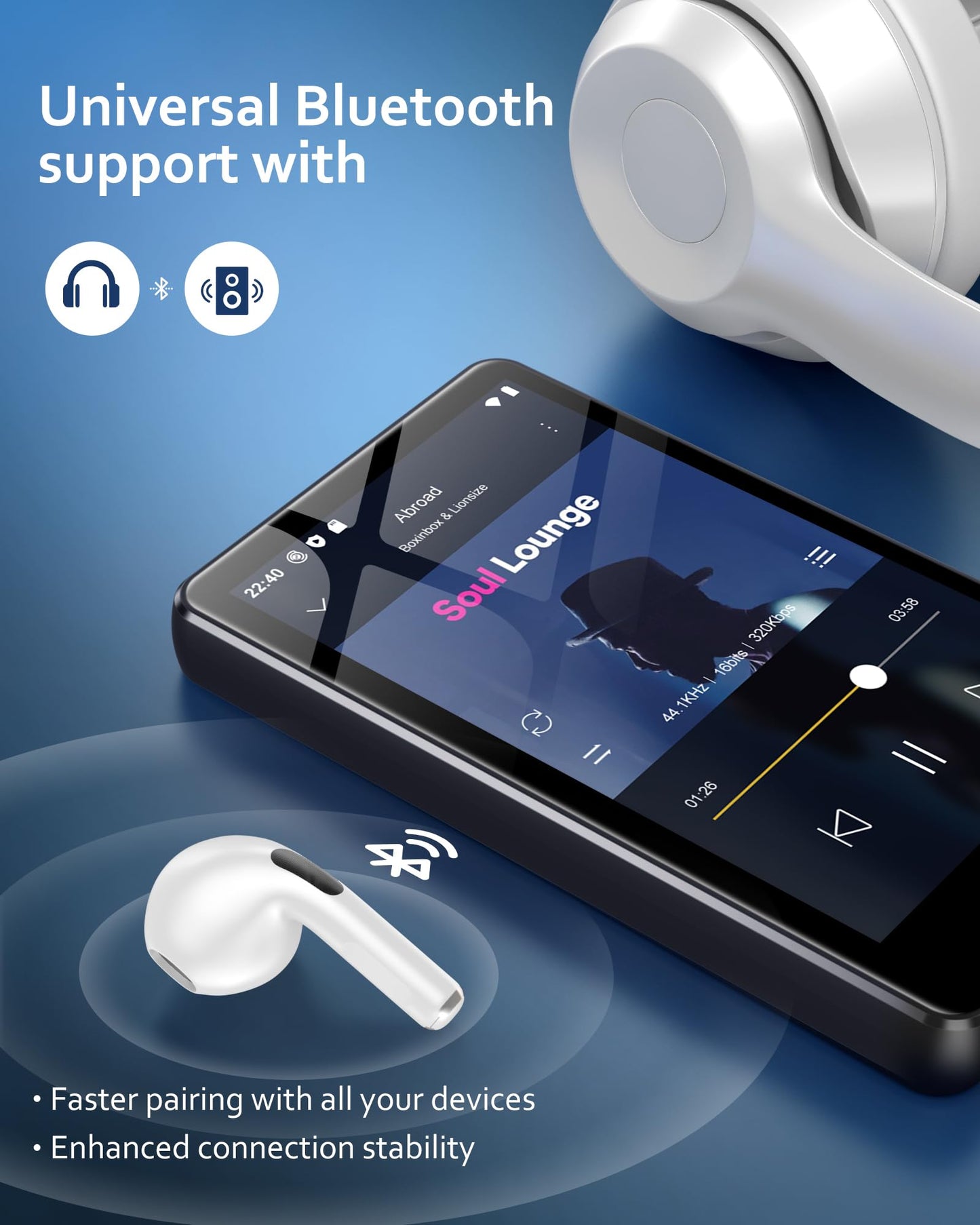 144GB MP3 Player with Bluetooth and WiFi,MP3 & MP4 Players with 4.02-inch Touchscreen and Speaker,Spotify Music Players with Pandora,Audible,Amazon Music,Spotify,Play Store,Up to 512GB (Black)