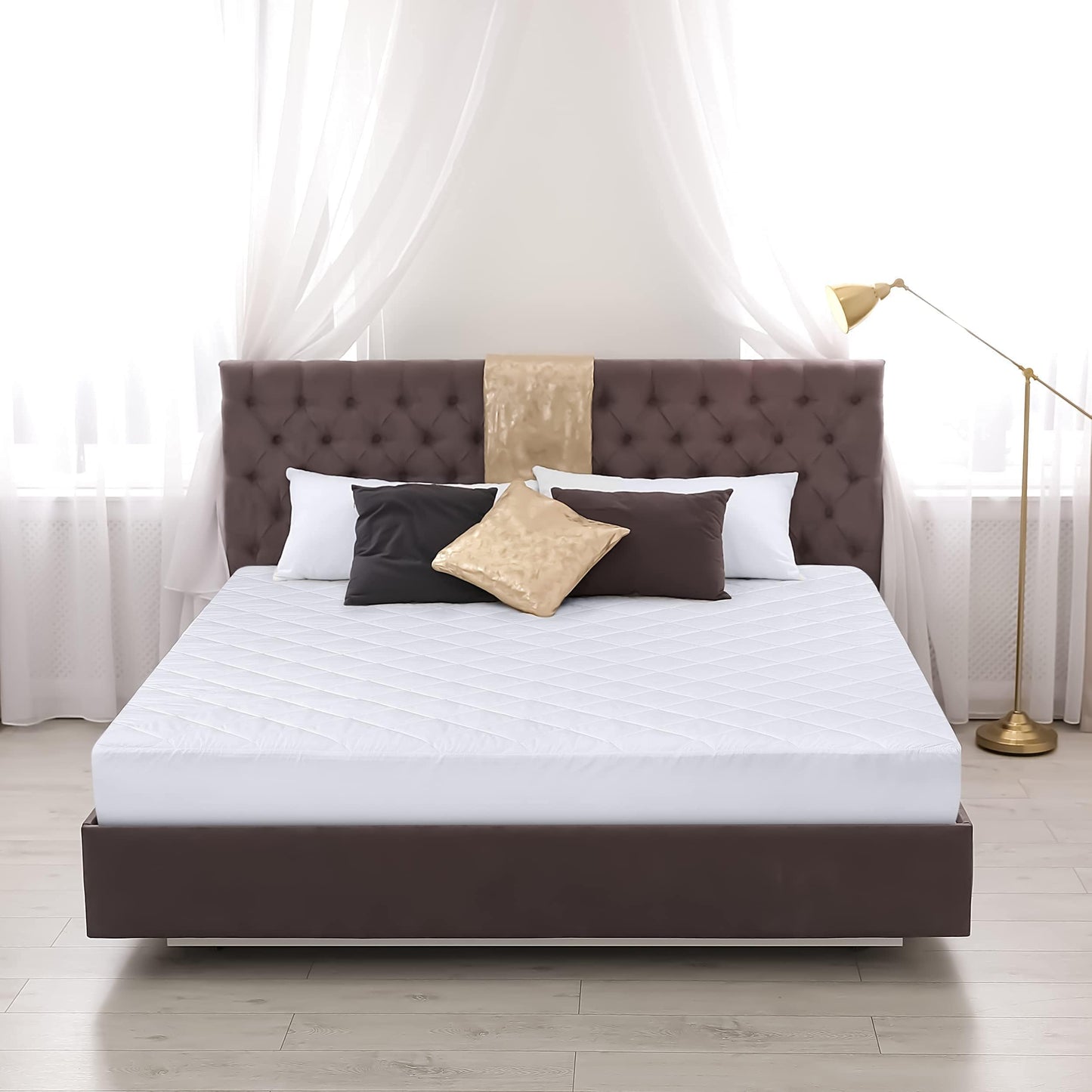 Utopia Bedding 2 Pack Quilted Fitted Mattress Pad, Queen Size, Elastic Fitted Mattress Topper Protector and Cover with Deep Pocket Stretches up to 16 Inches, Machine Washable (White)