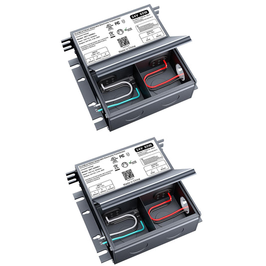(2 Pieces) 24V Dimmable LED Driver, 60W Triac ELV/MLV LED Transformer Compatible with Lutron&Leviton Switches, Dimmable Power Supply 60W 24V for Light Smooth Flicker Free Dimming