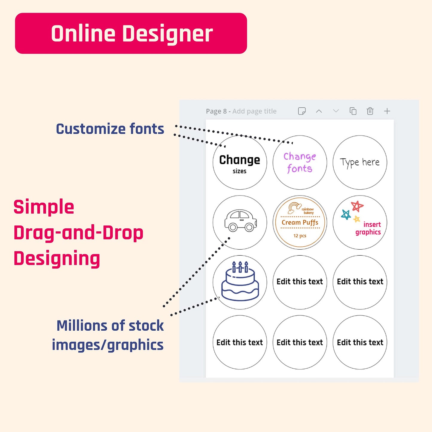 200 Sheets - 3 inch Round Labels, White Printable Circle Stickers, Laser/Inkjet Printing - Letter Size (8.5" x 11")