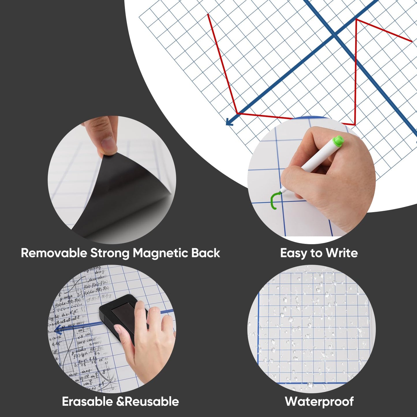 Magnetic XY Coordinate Dry Erase Grid, 35" x 35" Inches, Dry Erase Graph Board, Magnetic Coordinate Plane for White Board, Teacher Math Classroom Must Haves, School Classroom Office Supplies
