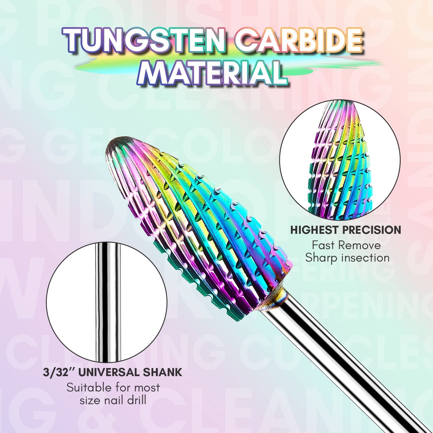 Makartt Nail Drill Bits Set:10Pcs Dimond Tungsten Carbide Nails Bits,3/32 Inch for Acrylic Gel Nails Cuticle Tools,Remove Acrylic Poly Nail Gel Nail Polish B-36,Bit Kit Manicure Pedicure Home Salon