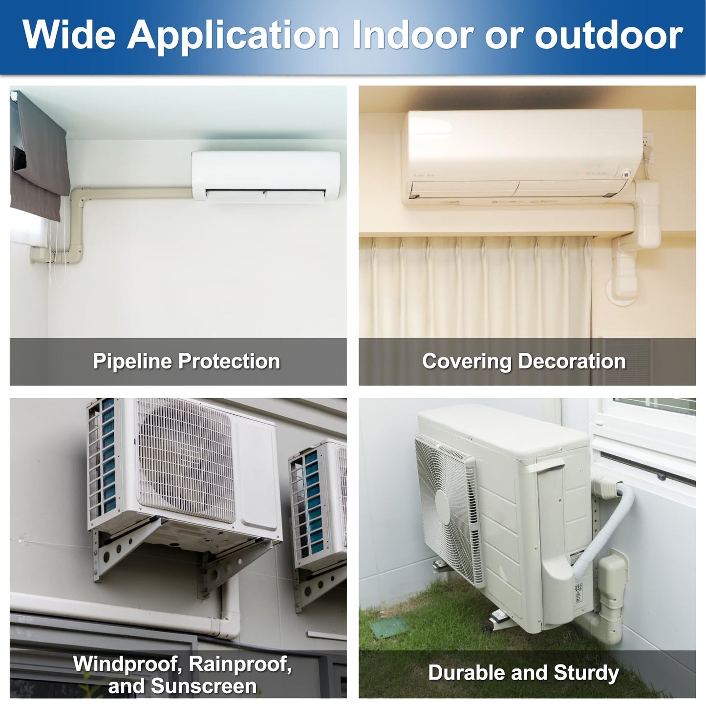 Cenipar 3" 18.5Ft Mini Split Line Set Cover Kit, Decorative PVC Line Hide for AC and Heat Pump, Easy Installation, White