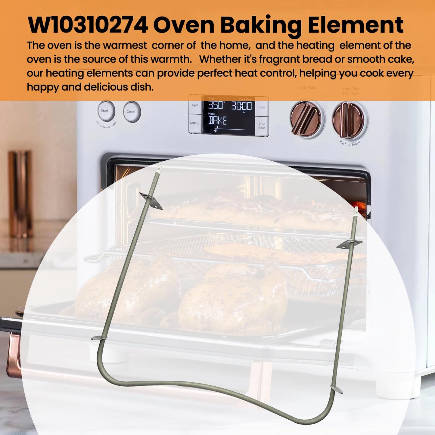 Xzionh W10310274 Bake Heating Element Compatible With Jenn-Air 30" Electric Slide-In Range. Replacement 1863288 AP6019234 PS11752540 EAP11752540 74010883