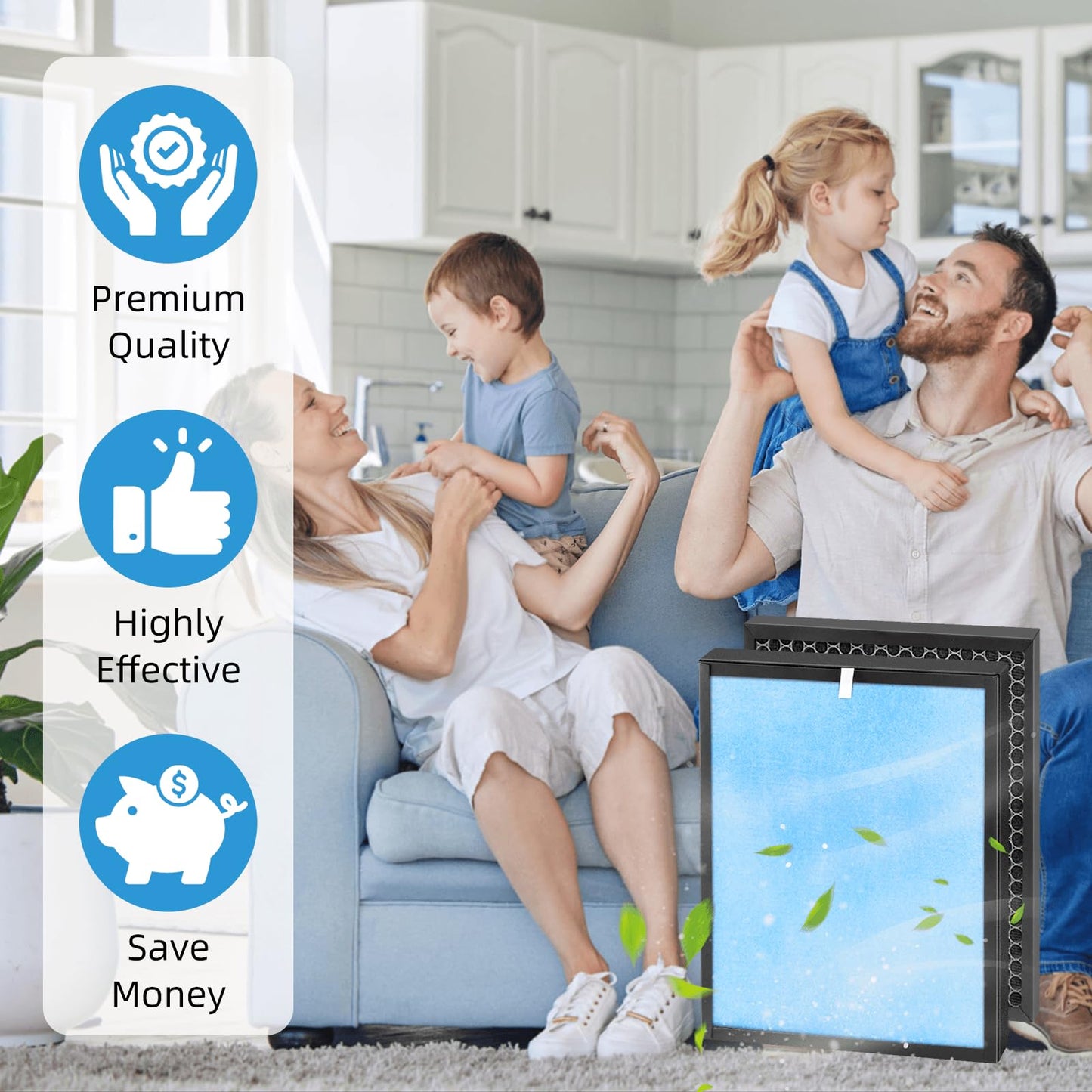 APPLIANCEMATES HSP001 Filter Replacements for Hathaspace Air Purifier HSP001, 4-in-2 Efficient Filter, 2+2 Combo Pack