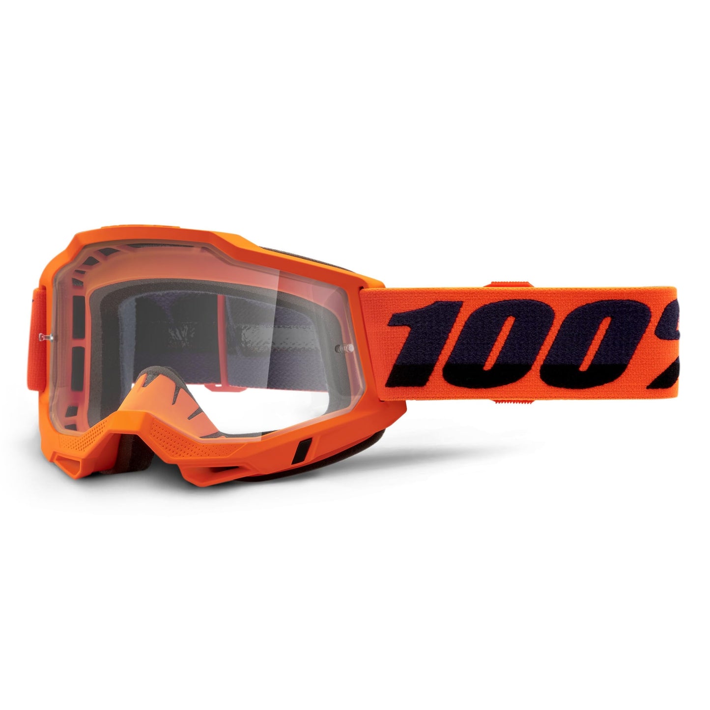100% Accuri 2 Goggles - Eyewear for Motocross & Mountain Biking - Goggles for Dirt Bikes, Motorcycles & Bike Sports - Neon/Orange, Clear Lens