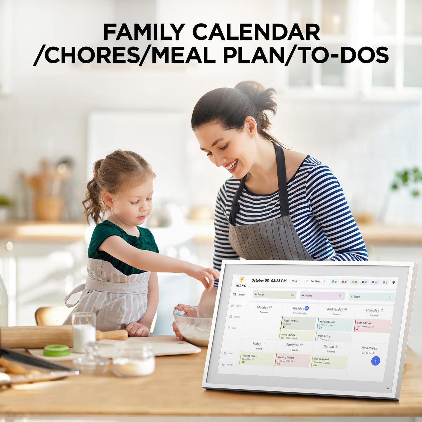 10.1 Inch Smart Digital Calendar, Electronic Desk Calendar, 1920 * 1080 IPS Full HD Touch Screen Display for Family Meal Planner Support - Streamline Household Organization