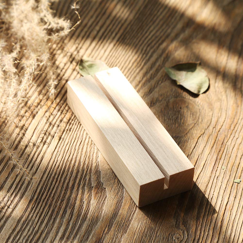 UNIQOOO 20 Pack 4" Birch Wood Stands for Wedding Acrylic Sign, Wood Table Number Holders for 1/8 Thick Acrylic Sheets | Wedding Display Stand, Card Holder, Great for Bar Menu, Retail Sign, Party and Events