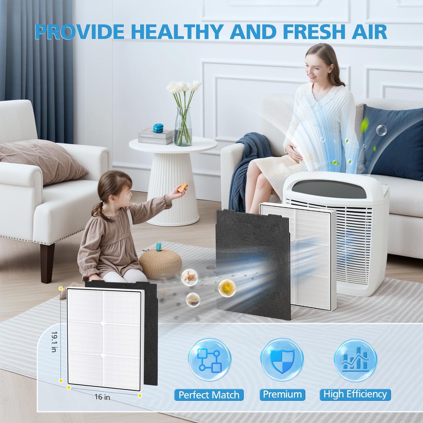 AP510 & AP450 HEPA Replacement Filter Set Compatible with Whirlpool Whispure 1183054K 8171434K Fits AP450 AP510 AP51030K AP51030KB AP45030K WP500 WP1000 Air Purifier, 1 HEPA Filter + 4 Carbon Filters