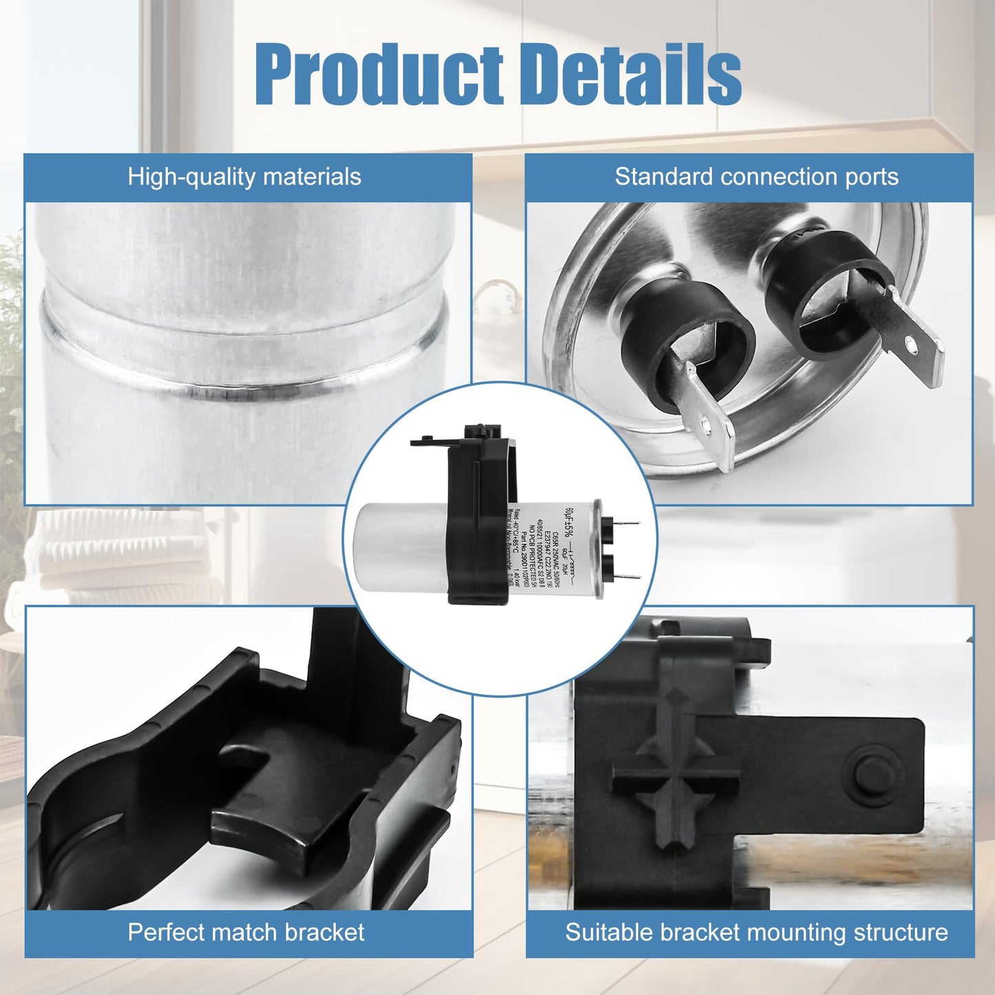 WH12X27614, 290d1102p003 Washer Start Capacitor and Bracket Kit Compatible with ge, hotpoint etc washers (Some Models),Replace Number: WH12X29017, WH12X24103, 290d1102p002, WH13X28838, WH16X24102 etc