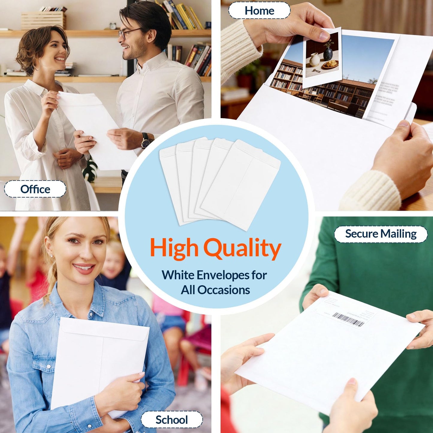SUNEE 9 x 12 Catalog Envelopes Self Seal, Security Mailing Envelopes, 28lb White Paper, Ultra Strong Quick-Seal for Documents, Office & Business Use, 250 Pack