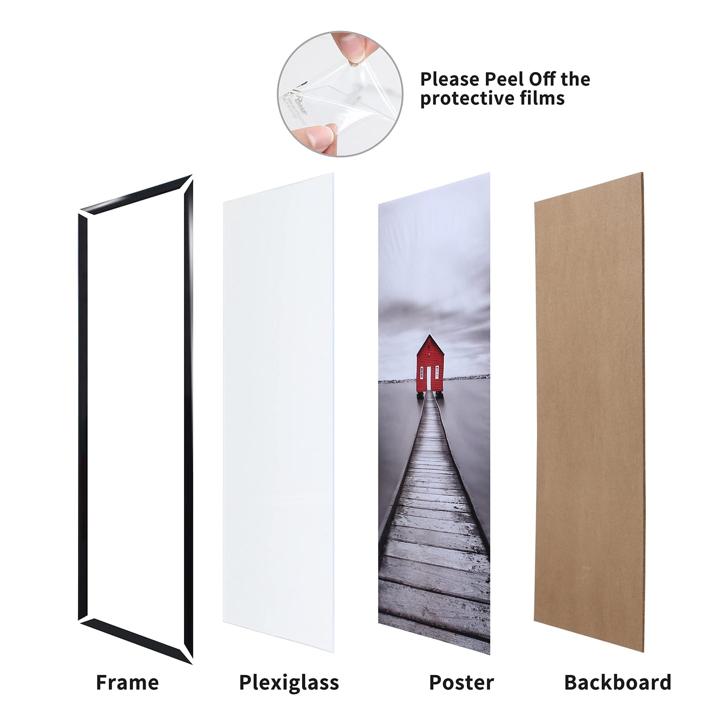 ELSKER&HOME 24x36 Poster Frame 3 Pack, Black Picture Frame for Horizontal or Vertical Wall Mounting, Sturdy and Scratch-proof