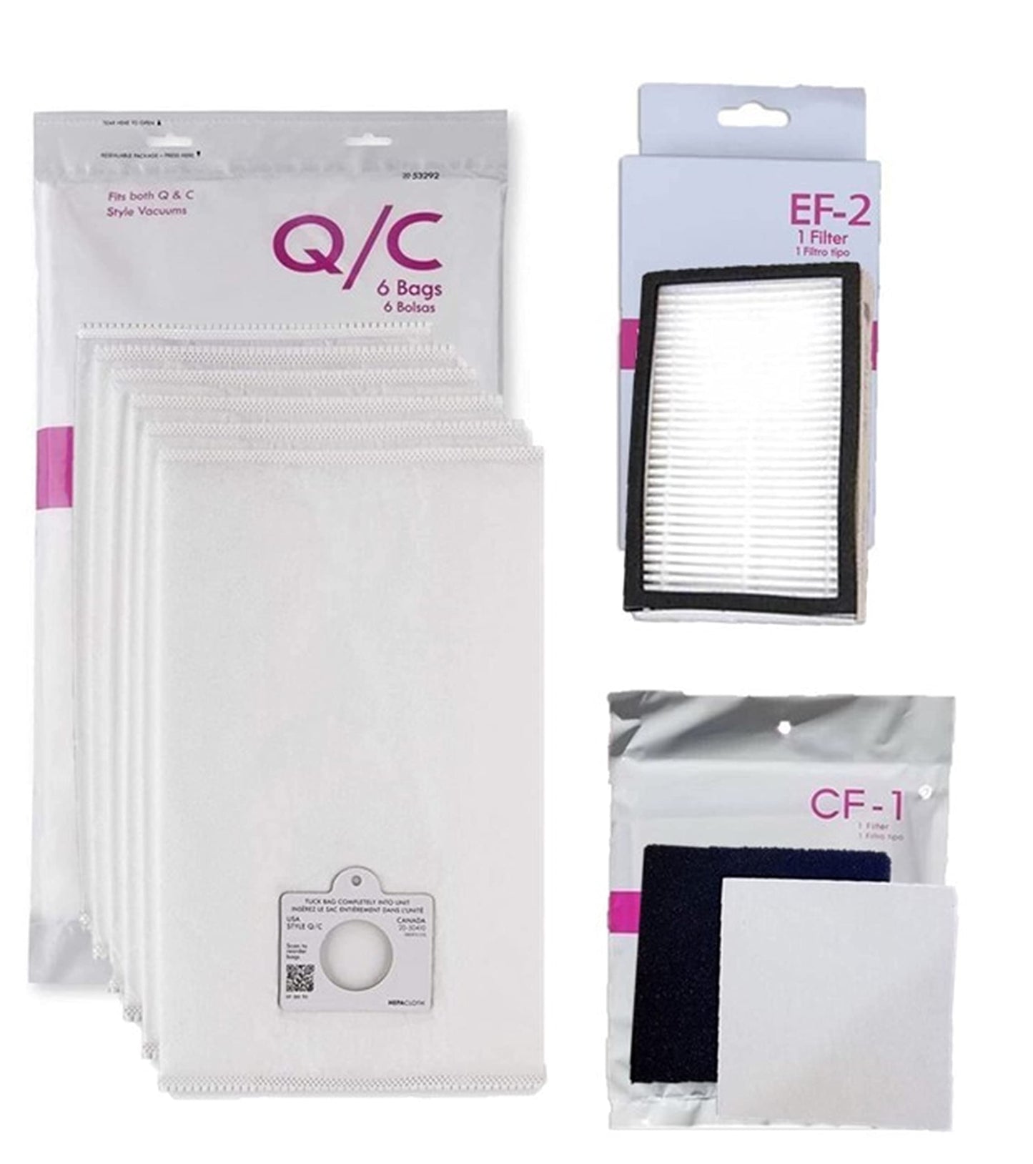 BC4002 BC2005 BC3002 BC3005 BC3006 BC3060 BC4040 81214 81414 Kenmore Compatible Bag + Filter Kit. 6 QC 53292 HEPA Canister Vacuum Bags, 1 CF1 81002 Chamber Filter, 1 EF2 K3040 86880, 200 400 Series