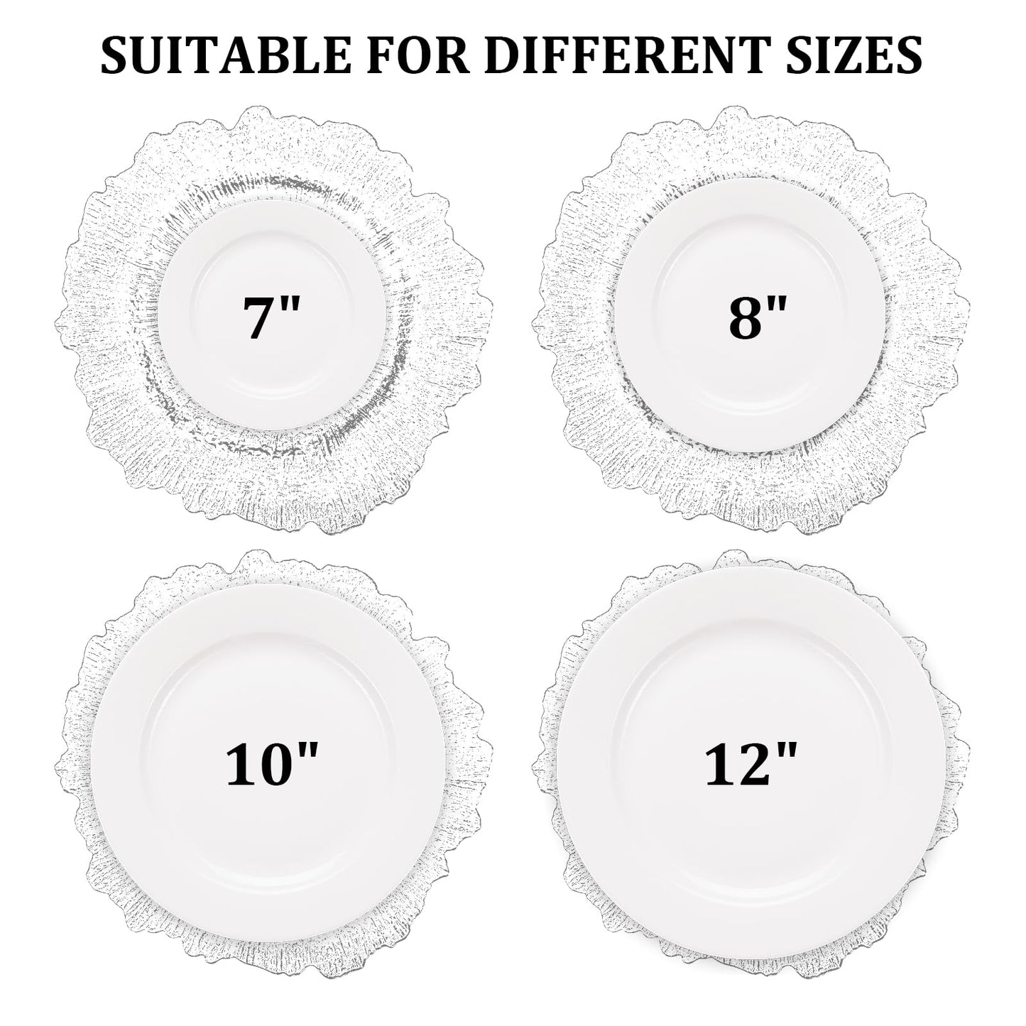 MAONAME 13" Gold Charger Plates, Round Reef Chargers for Dinner Plates, Plastic Plate Chargers for Table Setting, Wedding Decor, Set of 12