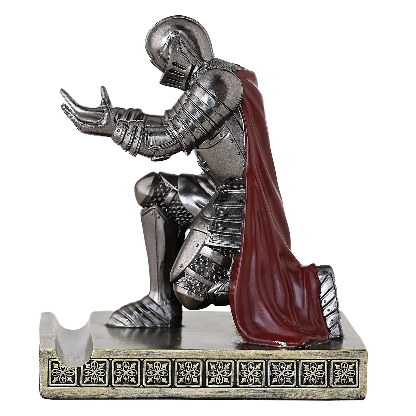 CYXStar Windbreaker Soldier Knight Pen Holder Personalized Desk Accessory, Mobile Phone & Gaming Controller Holder, Device Stand Gift for Medieval Enthusiasts (Iron)
