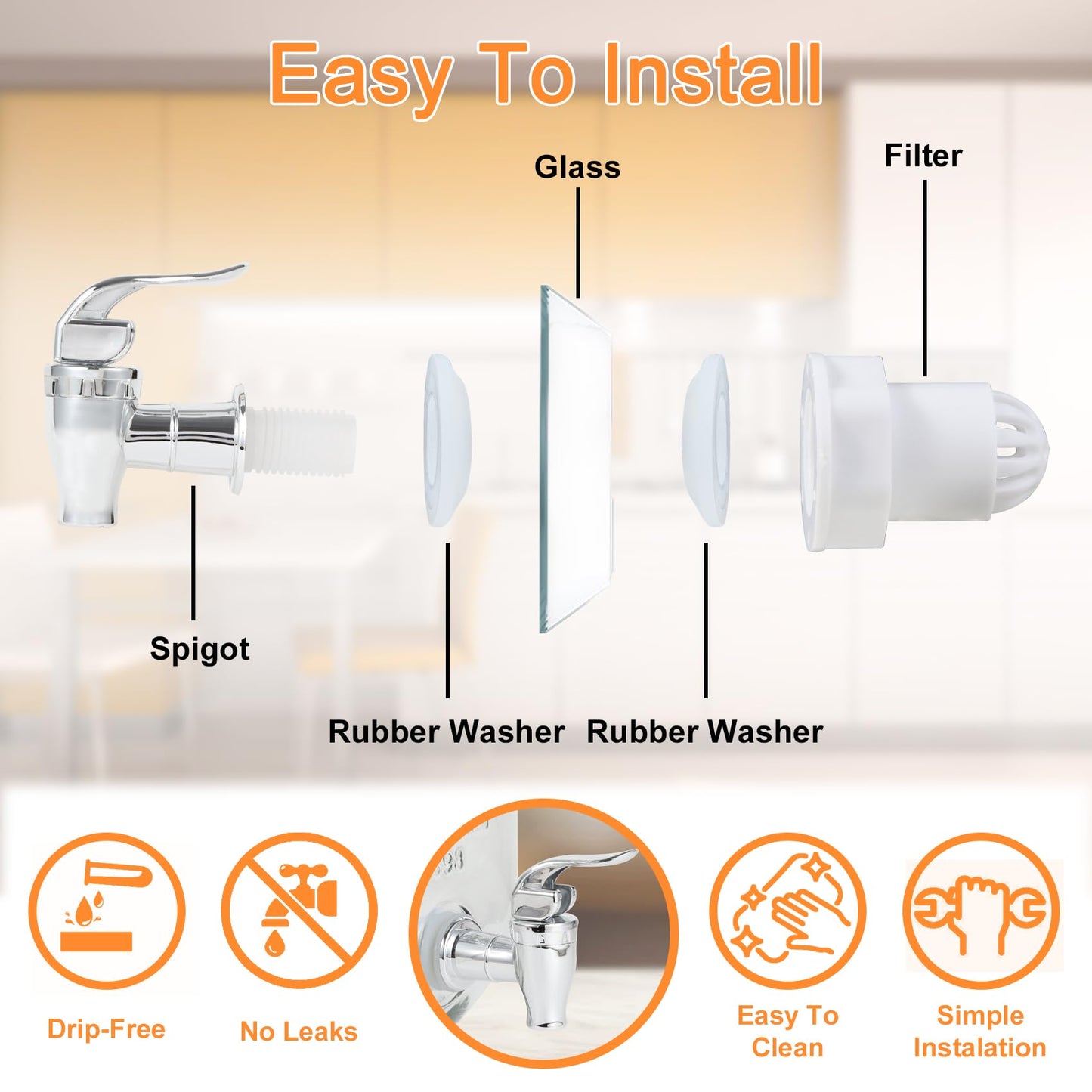 1 Gallon Glass Drink Dispensers For Parties-Set of 2,Drink Dispenser with Fruit Infuser & Stand,Juice or Beverage Dispenser for BBQ, Picnic, Party,Laundry Detergent Dispenser