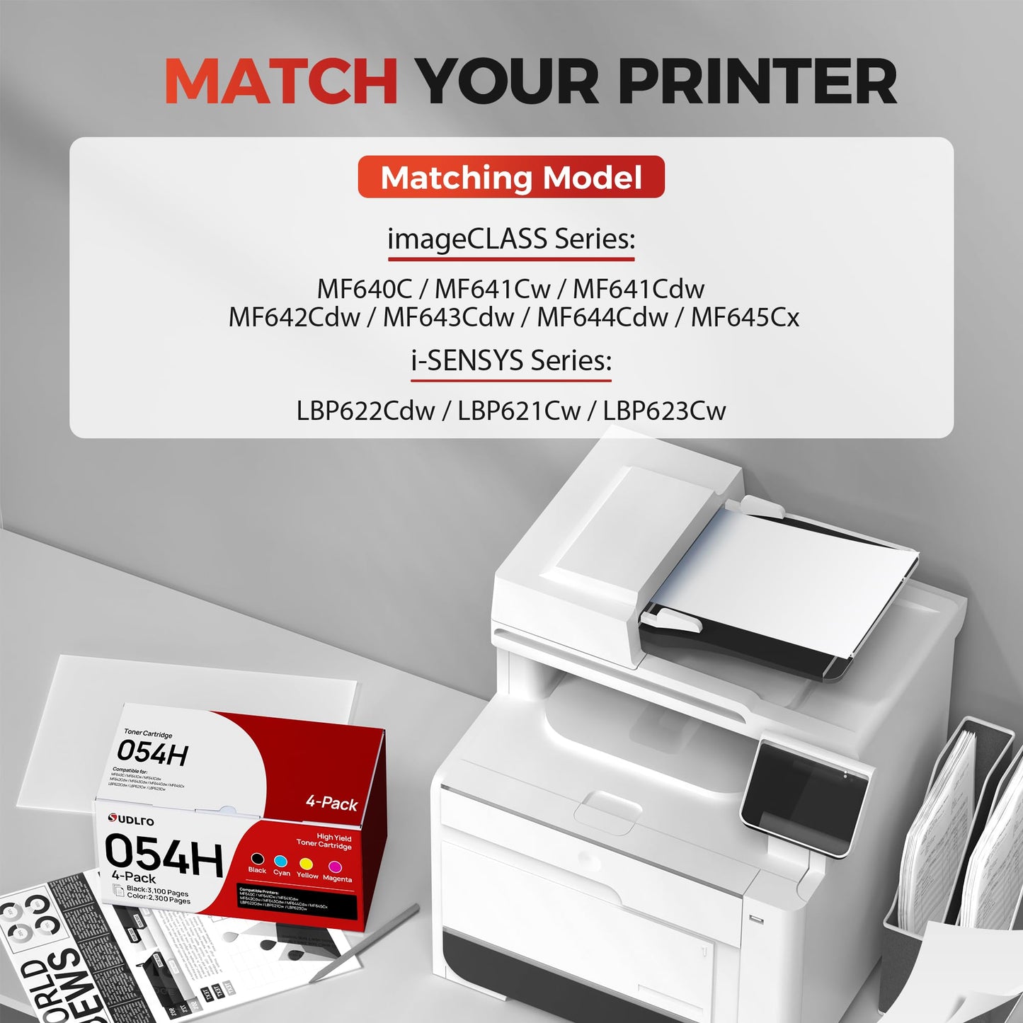 054H Toner Compatible with Canon 054 Toner Cartridge Set High Yield Replacement for Canon MF642cdw Toner Cartridge Work for Color imageCLASS MF642cdw MF644cdw MF641CW LBP622Cdw | CRG-054 Toner 4 Pack