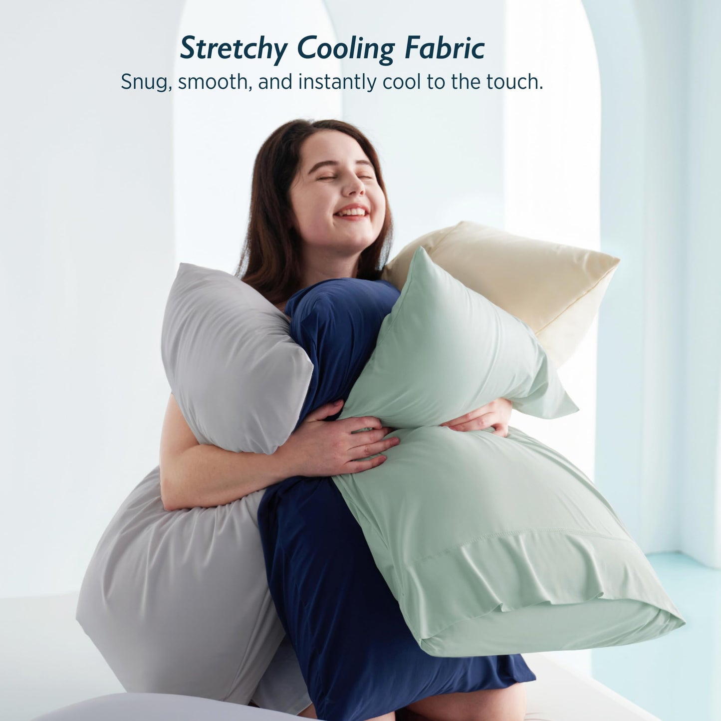 Breescape Cooling Pillow Cases King Size - BlendTek™ Dry & Cool Technology for Hot Sleepers and Night Sweats, Ultra Soft & Smooth Pillowcases for Hair & Skin Care, Set of 2, 20" x 36", Misty Gray