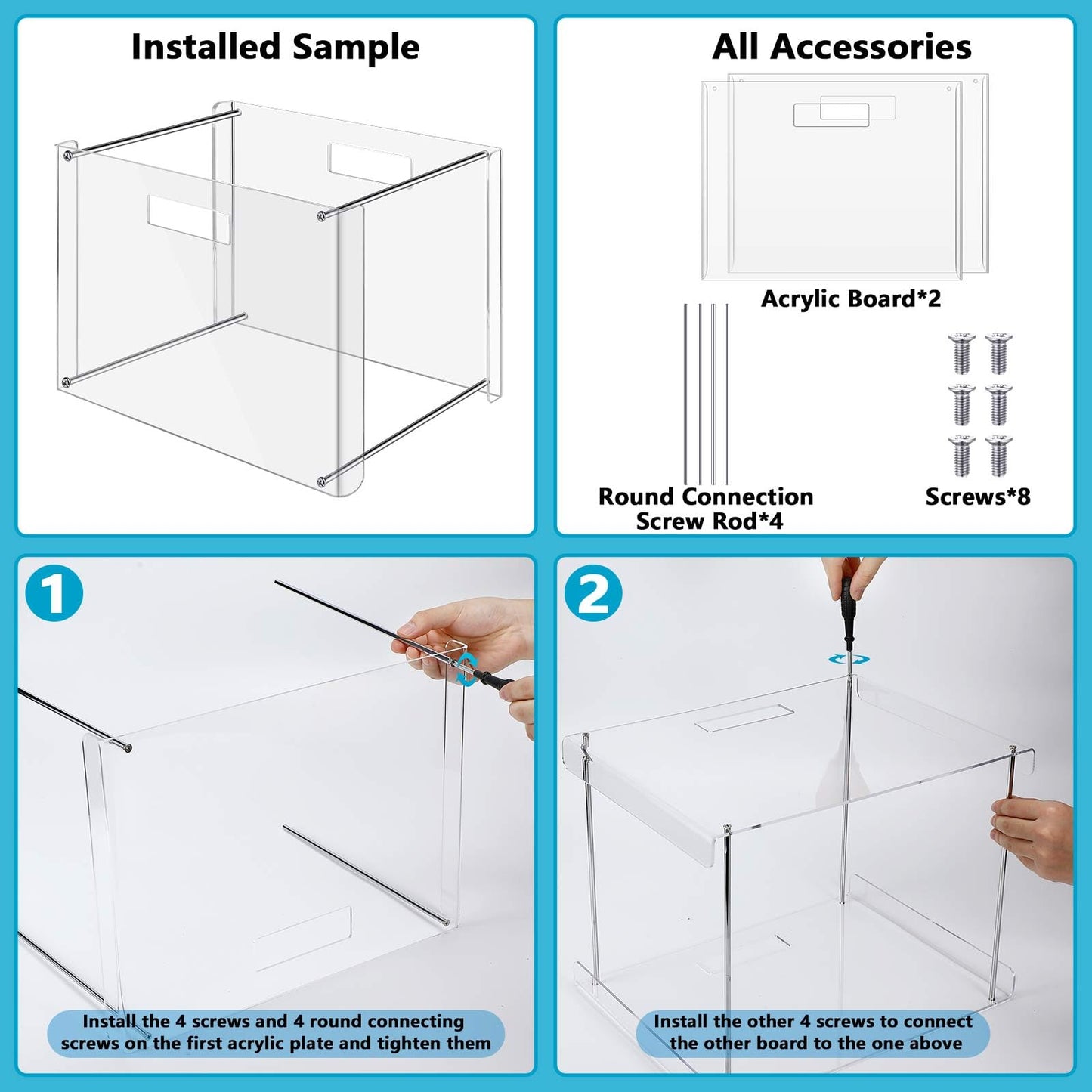 Dispowreath 24 Hanging File Folder with Acrylic Organizer for Letter/a4 Size Desktop Clear File Storage Box with Handles for Home Work Office Use(White,Classic)