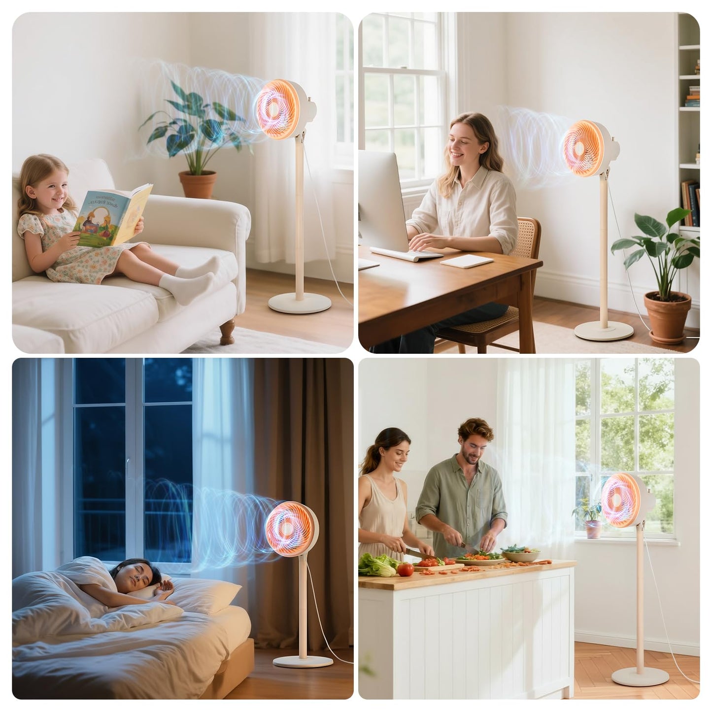 BEESTAR Stand Fan for Bedroom,Oscillating Pedestal Fan with 3-Speed, Adjustable Height,Standing Floor Fan for Living Room, Bedroom, Kitchen, and Home Office (10 INCH)
