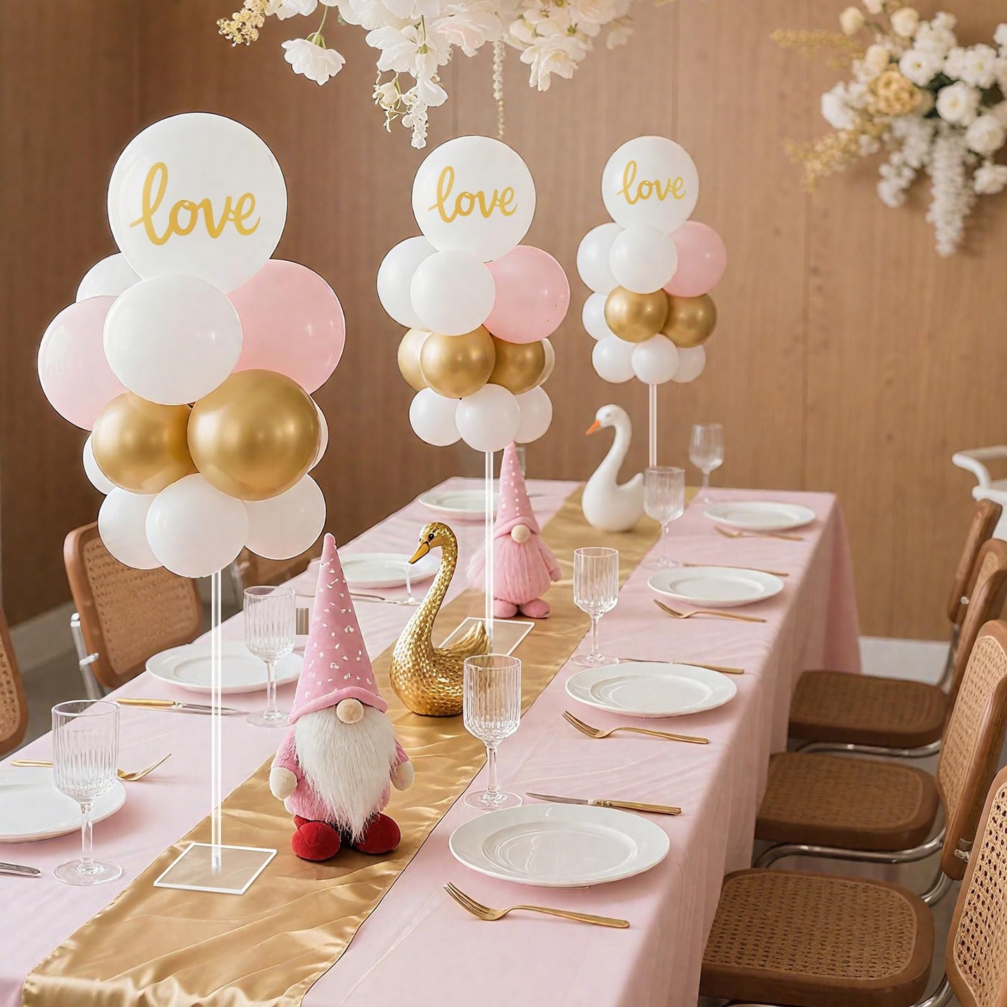 HONTUU 12 Pack Clear Acrylic Balloon Stand Kit, 23.6 Inch Reusable Balloon Sticks Holder With Base Perfect for Tabletop Centerpiece Party Event Decorations (23.6" 12 Pack)