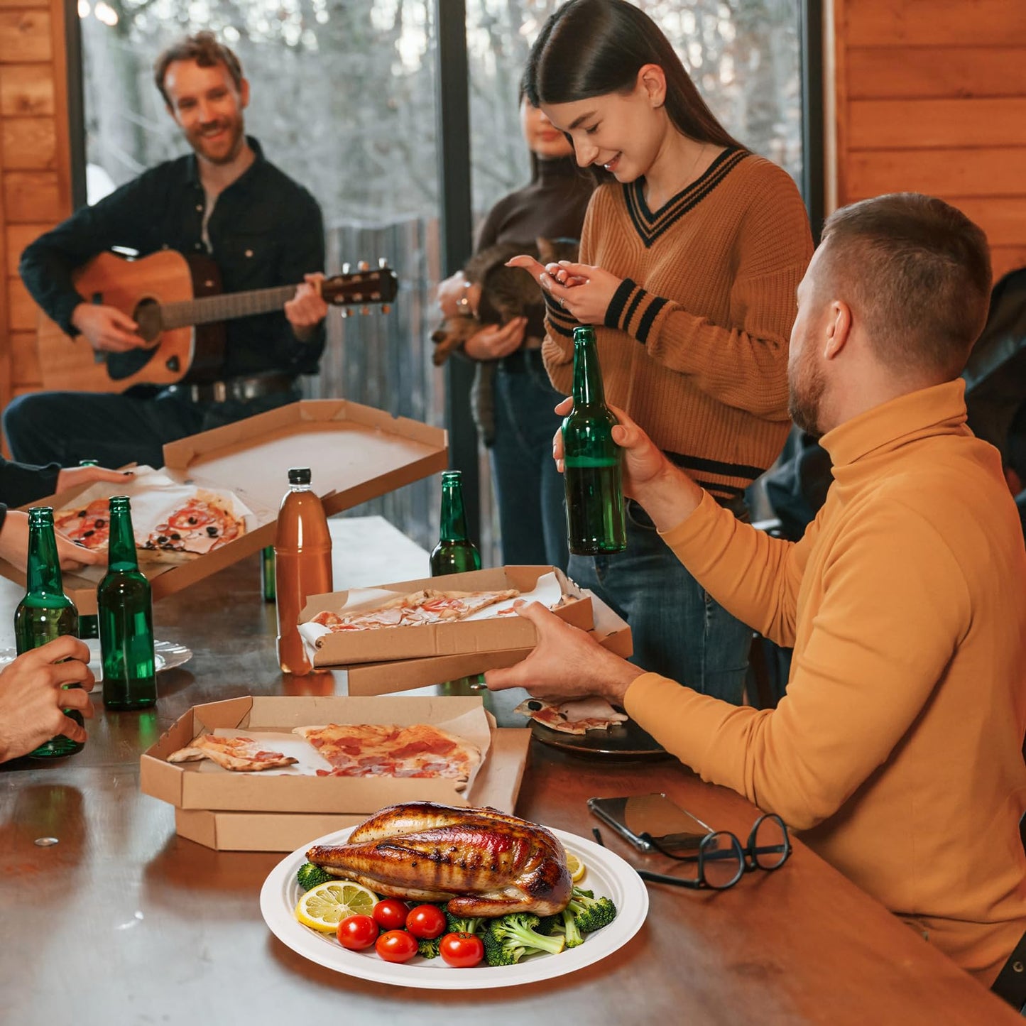 100% Compostable Oval Paper Plates 12 Inch, 125-Pack Large Heavy Duty Paper Plates Bulk,Biodegradable Bagasse,Eco-Friendly Disposable Dinner Plate for BBQ,Picnic,Party (BPI Certified,Microwaveable)