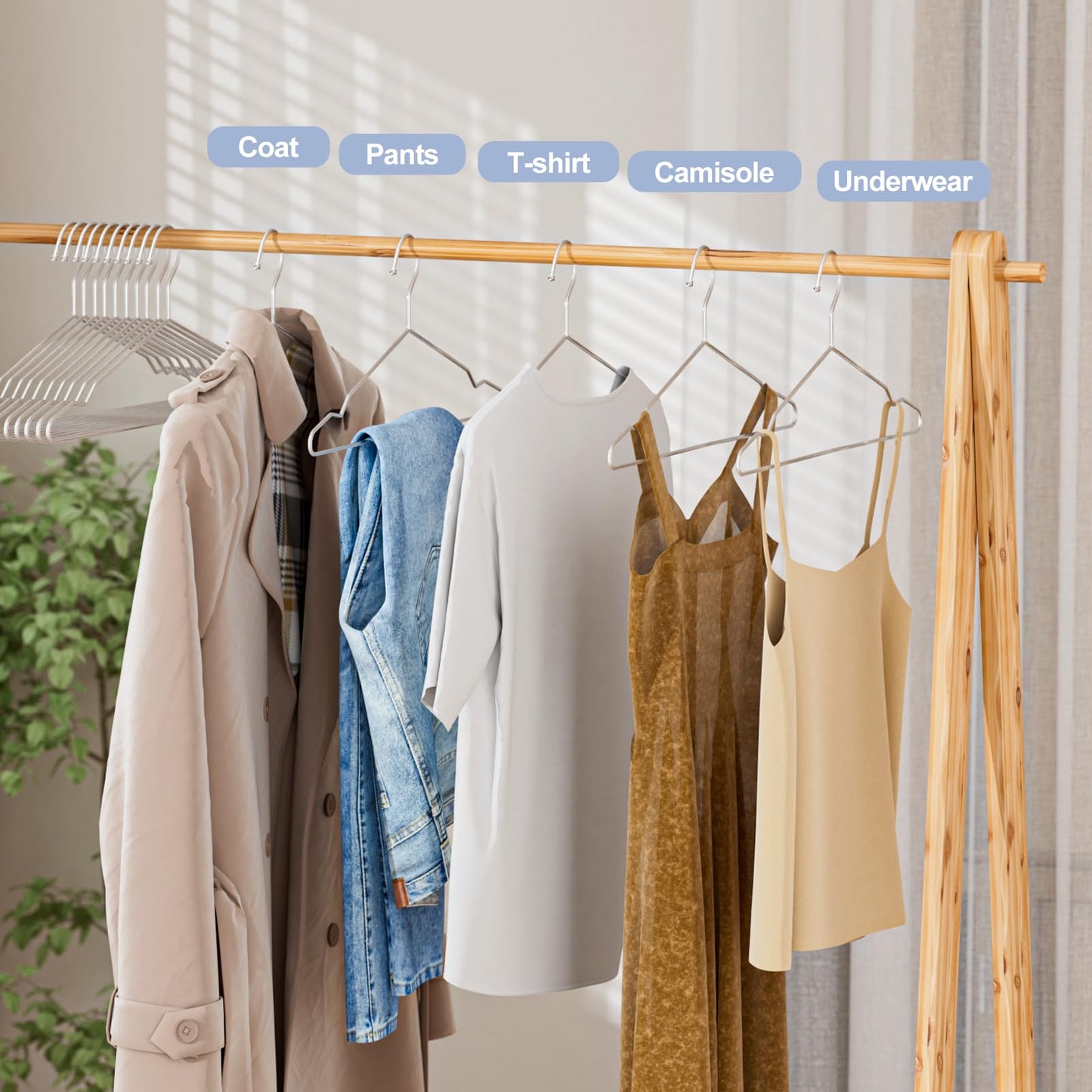 UEAKPIC Heavy Duty 100 Pack Clothes Hangers, Space Saving & Non-Slip Wire Hanger, Stainless Steel Rustproof (11lb & 3.2mm), Metal Hangers for Suits, Shirts, Pants, Dresses (Silver)