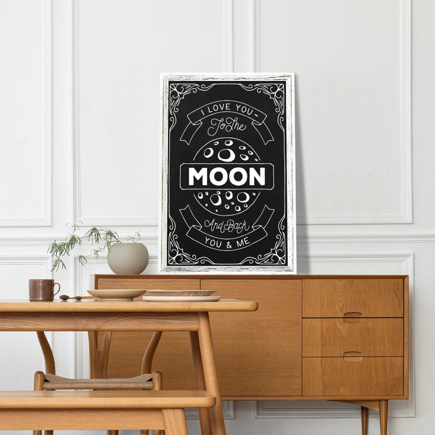 Rustic Wood Framed Chalkboard, 36" x 24" Wall-Mounted Blackboard for Kitchen, Restaurant Menu, Office & Home Décor