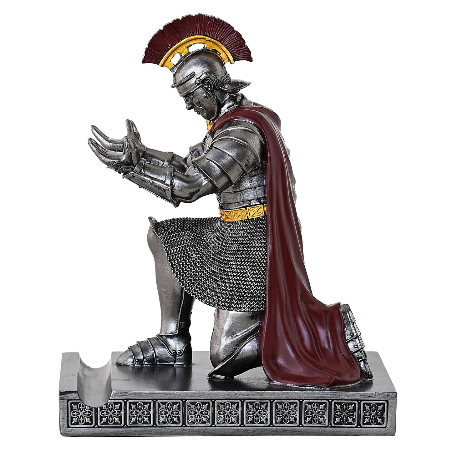 CYXStar Roman Praetorian Prefect Warrior Knight Pen Holder Desk Ornament Resin Praetorian Guard Mobile Phone Stand Desk Accessories and Organizer for Office with a Letter Opener (Iron)