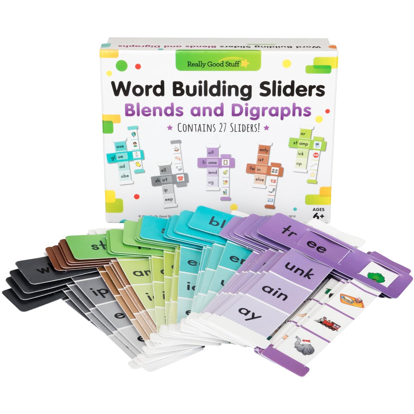 Really Good Stuff Word Building Sliders - Blends and Digraphs - Set of 27 l Phonics l ELA Learning Essentials l Gr 1-2