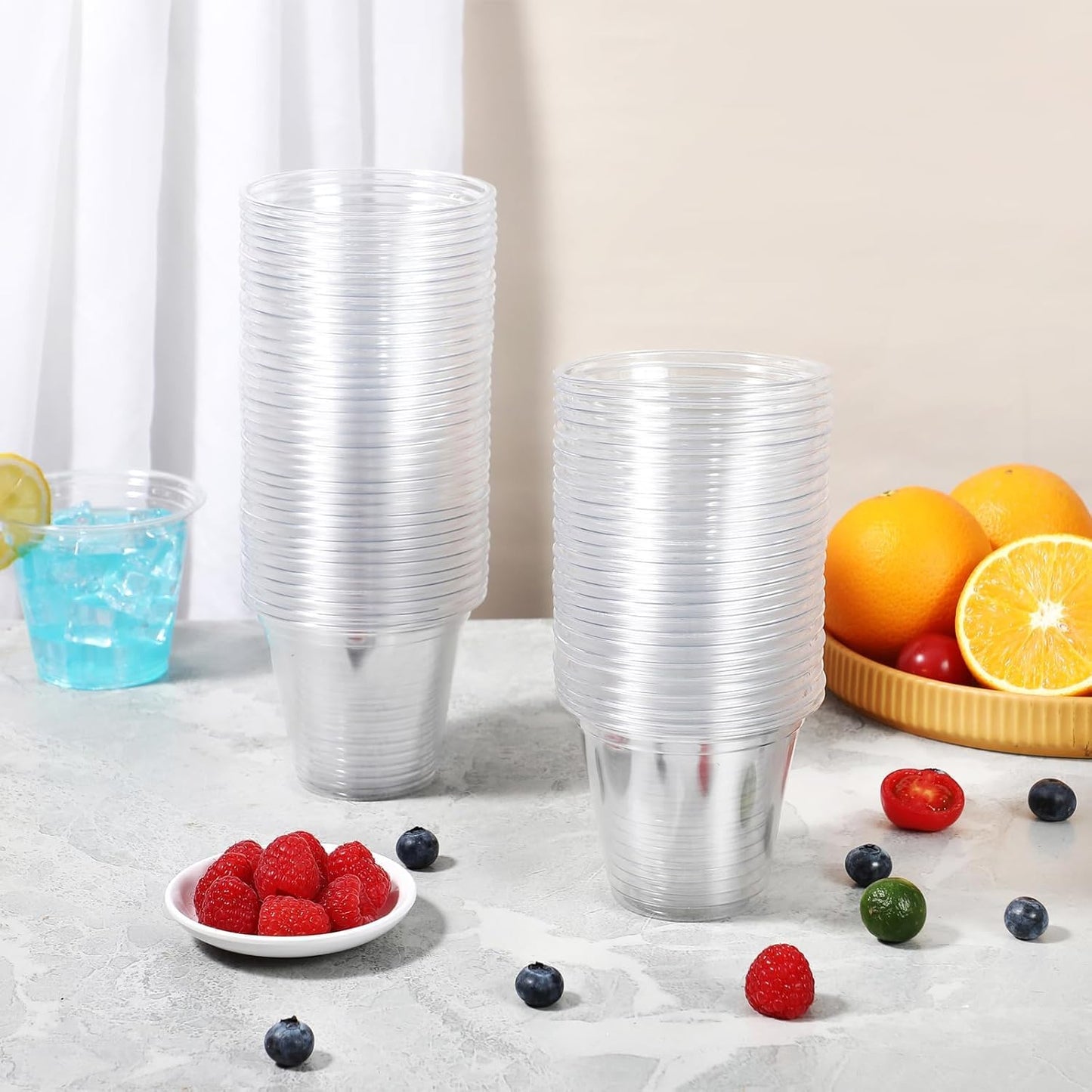 BYSNOW 250 Pack 9 oz Clear Plastic Cups, Disposable Cups for Party, Sturdy & Food Safe Plastic Wine Cups for Cocktail, Juice, Punch (9oz 250pack)