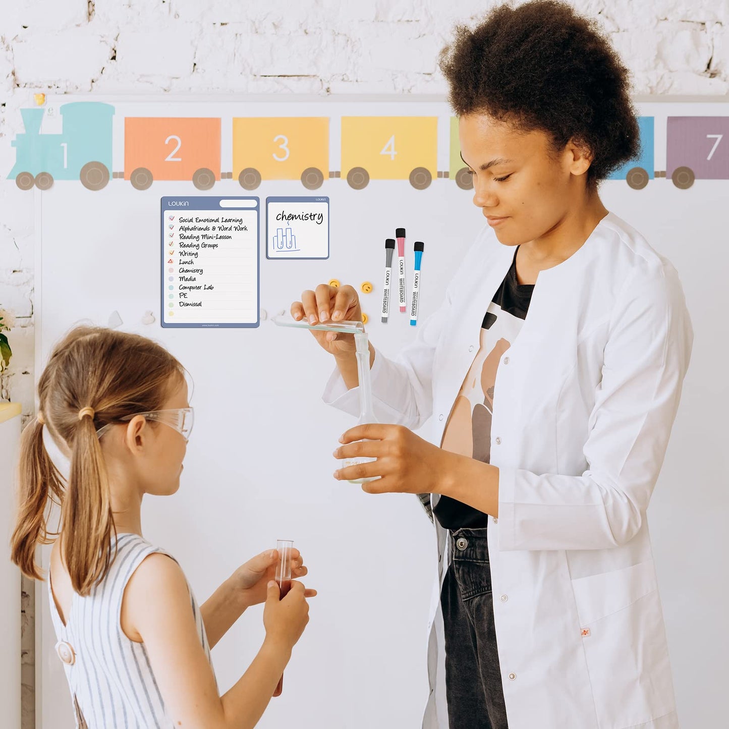 Loukin Dry Erase Calendar 4 Pack(Monthly+Weekly+Checklist+Mini Note), Electrostatic Adsorption Whiteboard Planners, Reusable Schedule for Office, Classroom, Refrigerator, 6Markers & 1Eraser Included