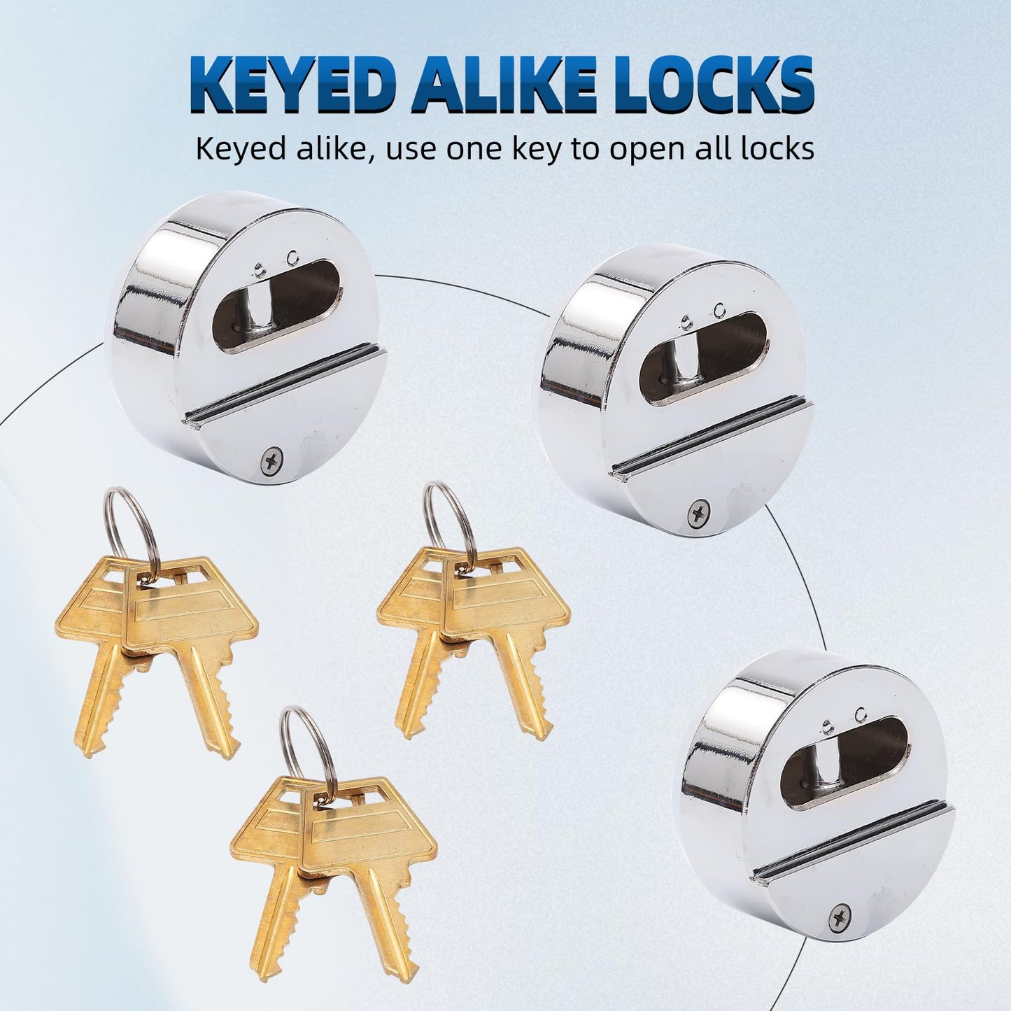 Mardili Hidden Shackle Trailer Puck Padlocks with Keyed Alike, 2-7/8" Puck Lock,Moving Trucks & Vans Door Lock, Soild Steel, Pack of 3