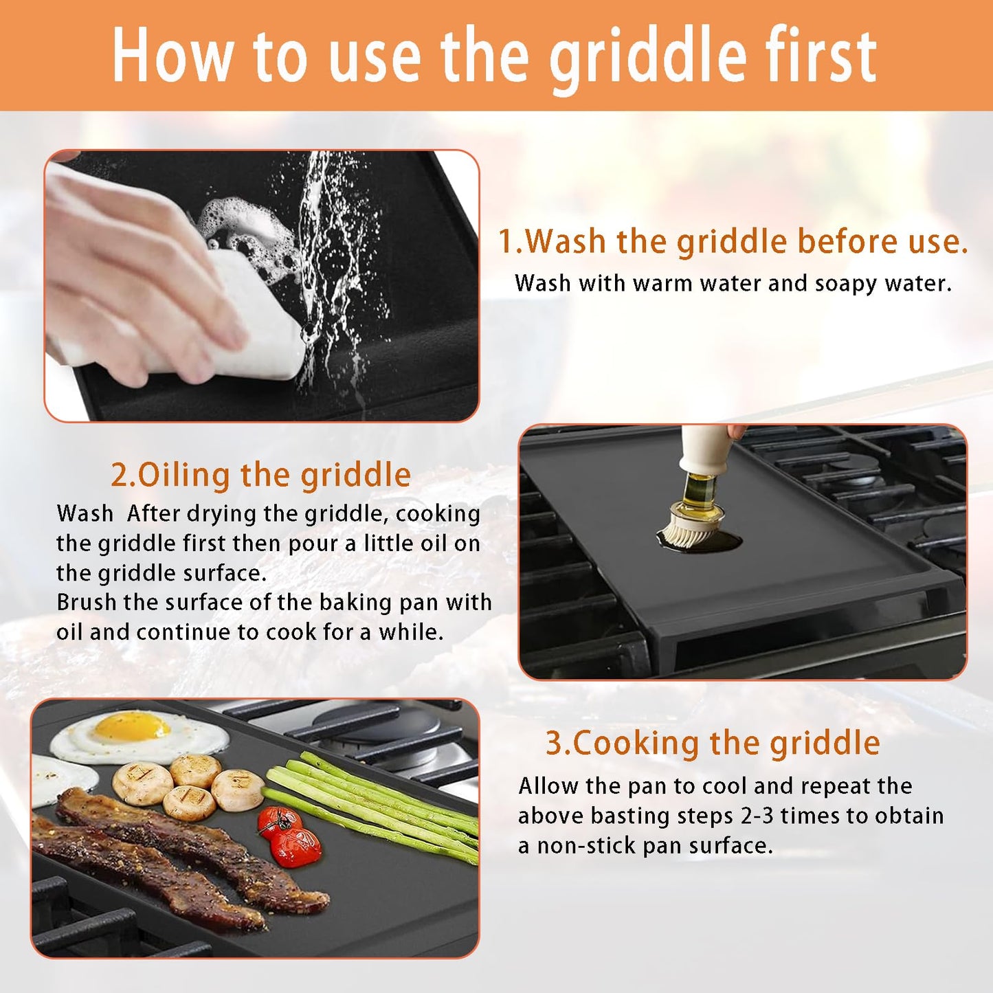 Zemibi Upgraded WB31X24738 Griddle Replacement for GE Gas Stove, WB31X24998 Cast Iron Center Pan for Gas Range Parts Stove Top Pan Griddle Cooktop, 19.5" x 9.5"