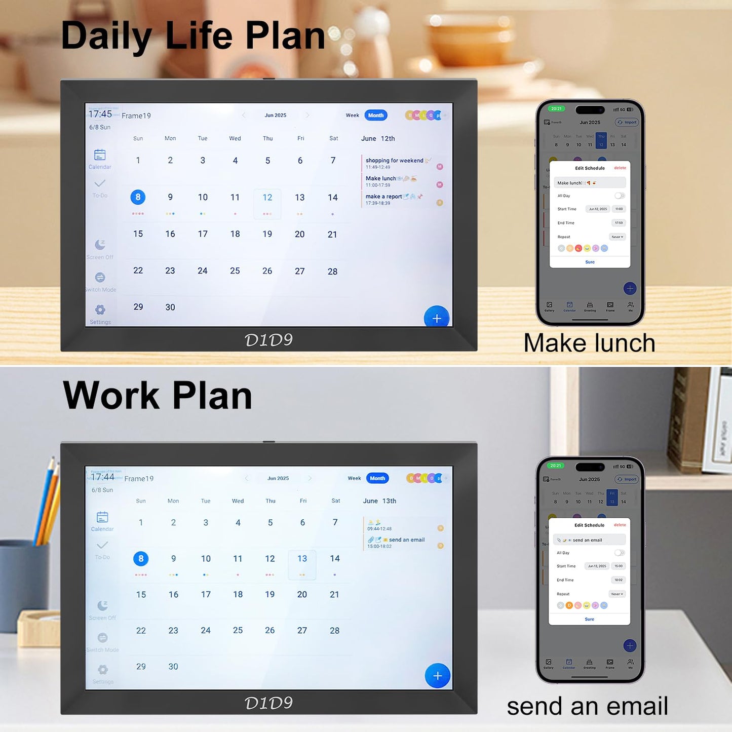 10.1 Inch Smart Digital Calendar, Chore Chart, Meal Planner, HD Touchscreen Smart Family Planner, Hearth Display Desk Digital Calendar Seamless Scheduling, for Home, Kitchen, Office, School