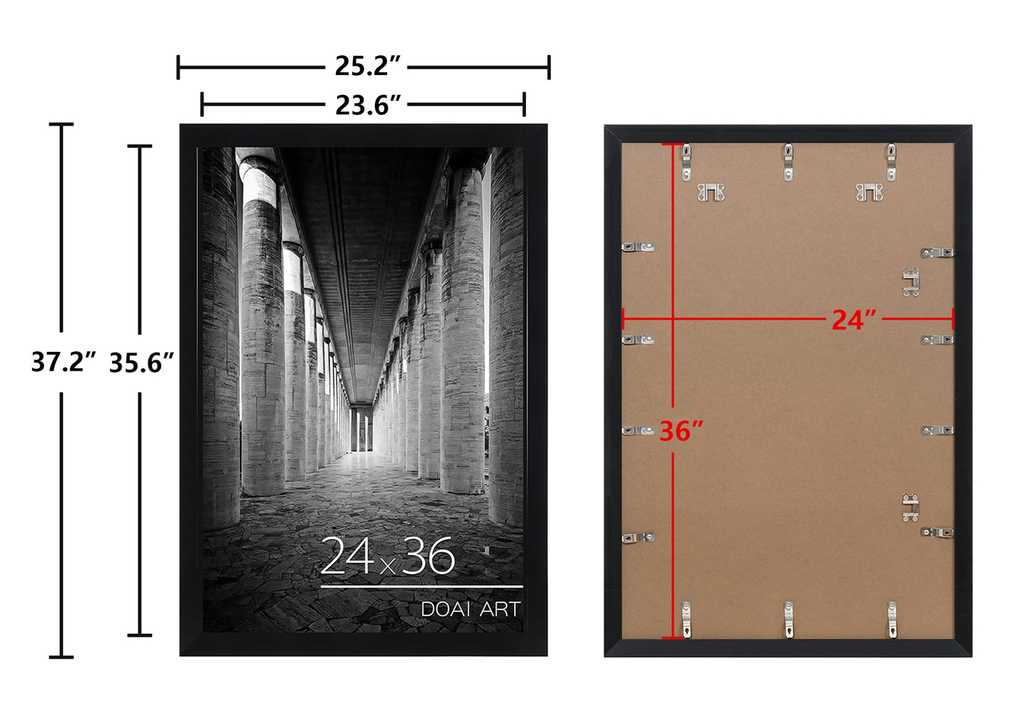 DOAI ART 24x36 Poster Frame Black 2 Pack, Poster Frames 24 x 36 inches or 24x36 Picture Frames with HD Plexiglass for Horizontal or Vertical Wall Mounting, Durable Scratch-proof Safe and Artistic