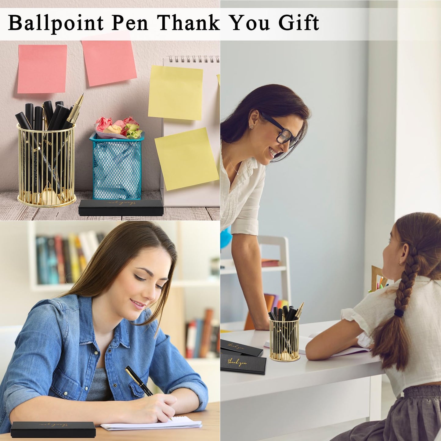PerKoop 20 Sets Thank You Gifts Inspirational Ballpoint Pen with Box Employee Appreciation Gift Bulk for Fathers Day Police Graduation Teacher Nurse Office Staff Coworker(Black,Thank You)