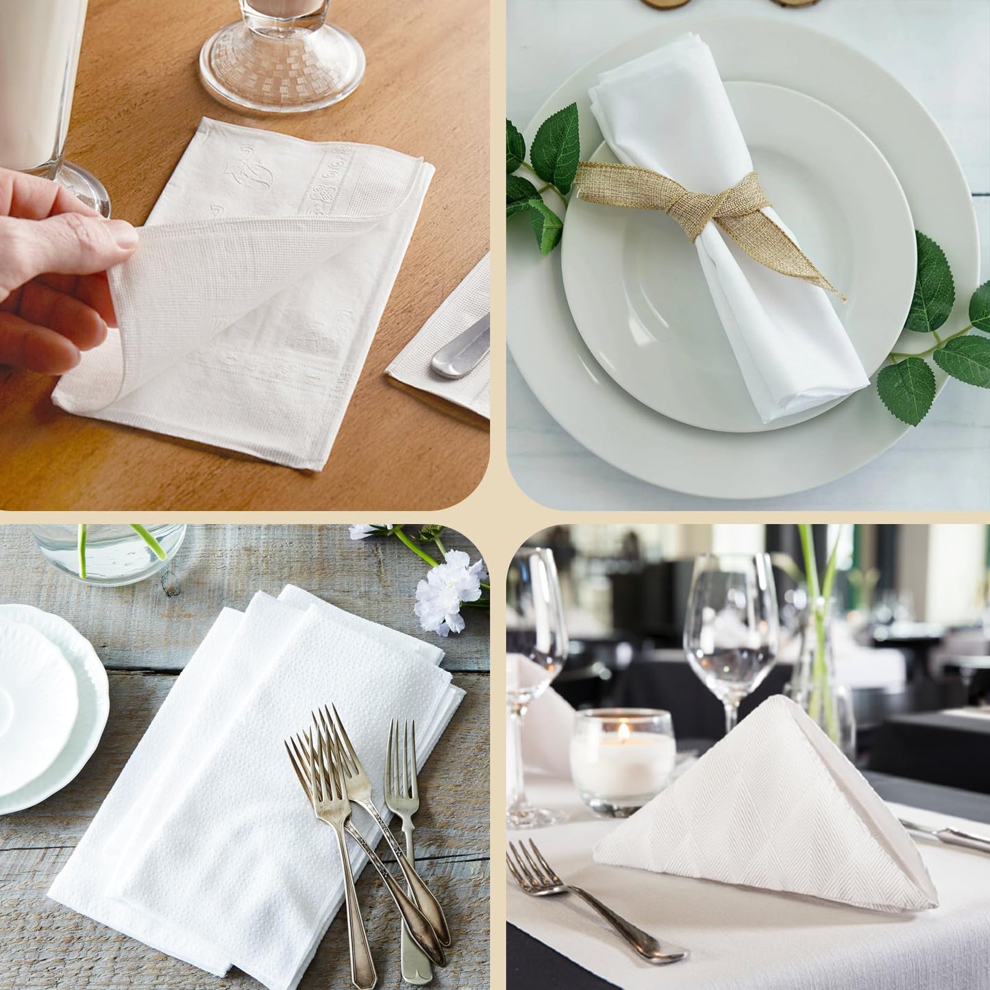 2 Ply Premium Dinner Napkin 1/8 Fold (Package of 600ct) 15" x 17"