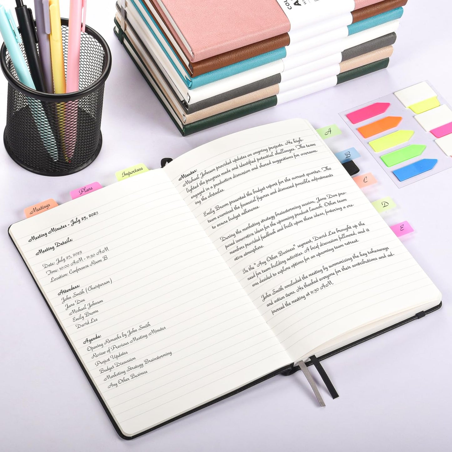 12 Pack Journal Notebooks for Work with 12 Pens, A5 Hardcover Notebook,Business Notebooks Bulk, College Ruled Notebook for Men, Leather Journal for Writing, 160 Pages, 100GSM Thick Paper (5.7" x 8.3")
