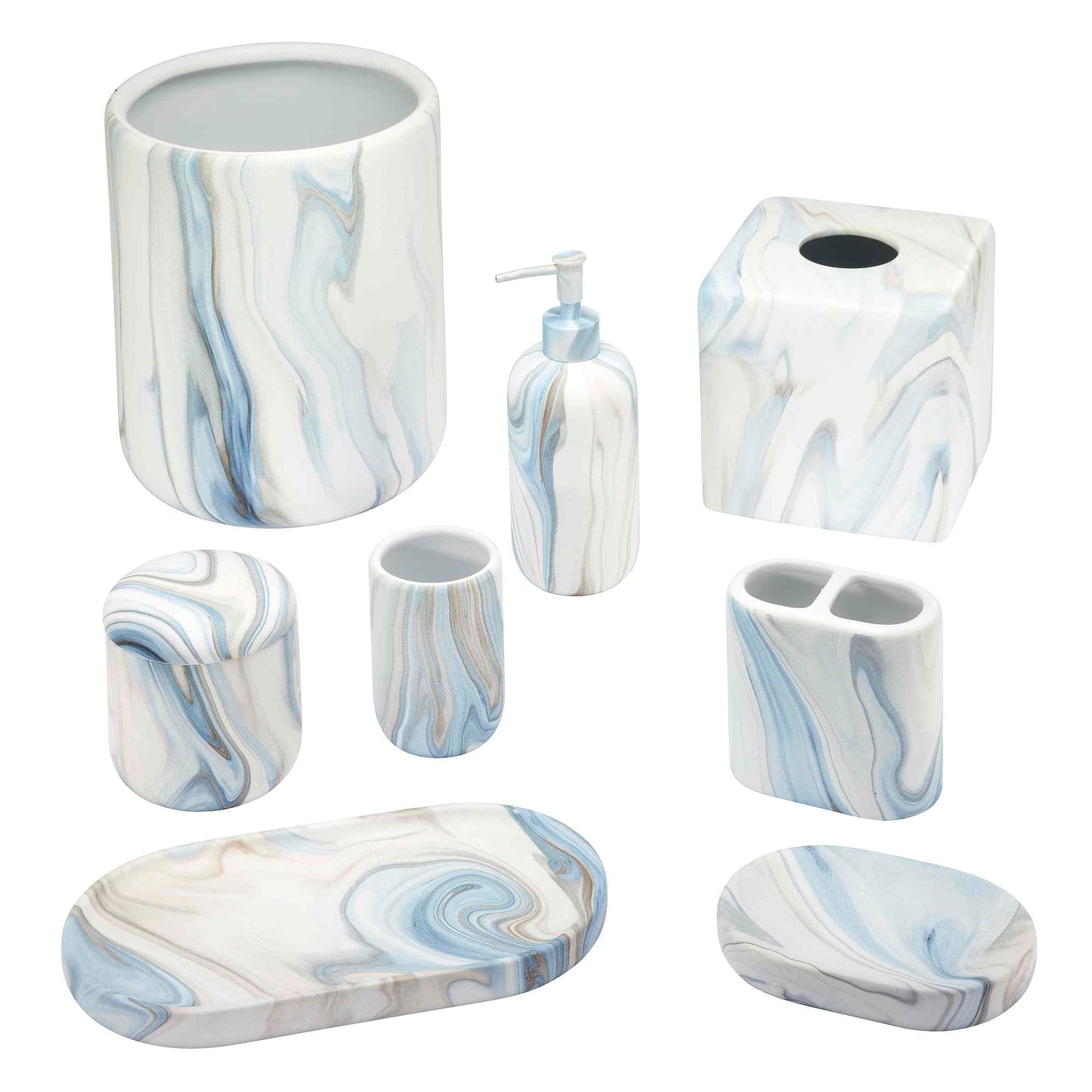 Avanti Linens - Toothbrush Holder, Resin Countertop Accessories, Guest Bathroom Essentials (Waves Collection, Blue)