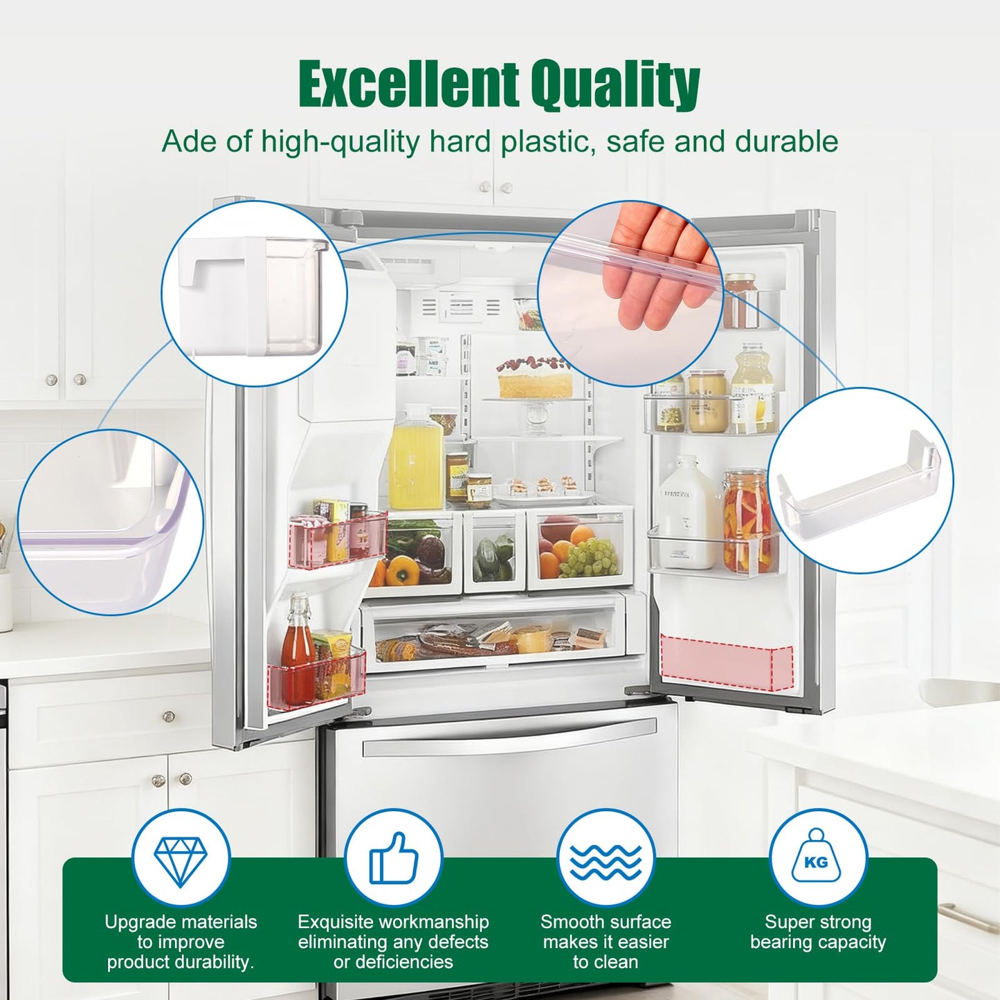 Ratiekc WPW10555822 Refrigerator Door Shelf Bin Compatible with Whirlpool Door Bin Replace AP6022900 3021867 PS11756237 WRF736SDAM00 WRF736SDAM10 WRF736SDAM11 WRF736SDAM12 WRF736SDAM13 WRF736SDAM14