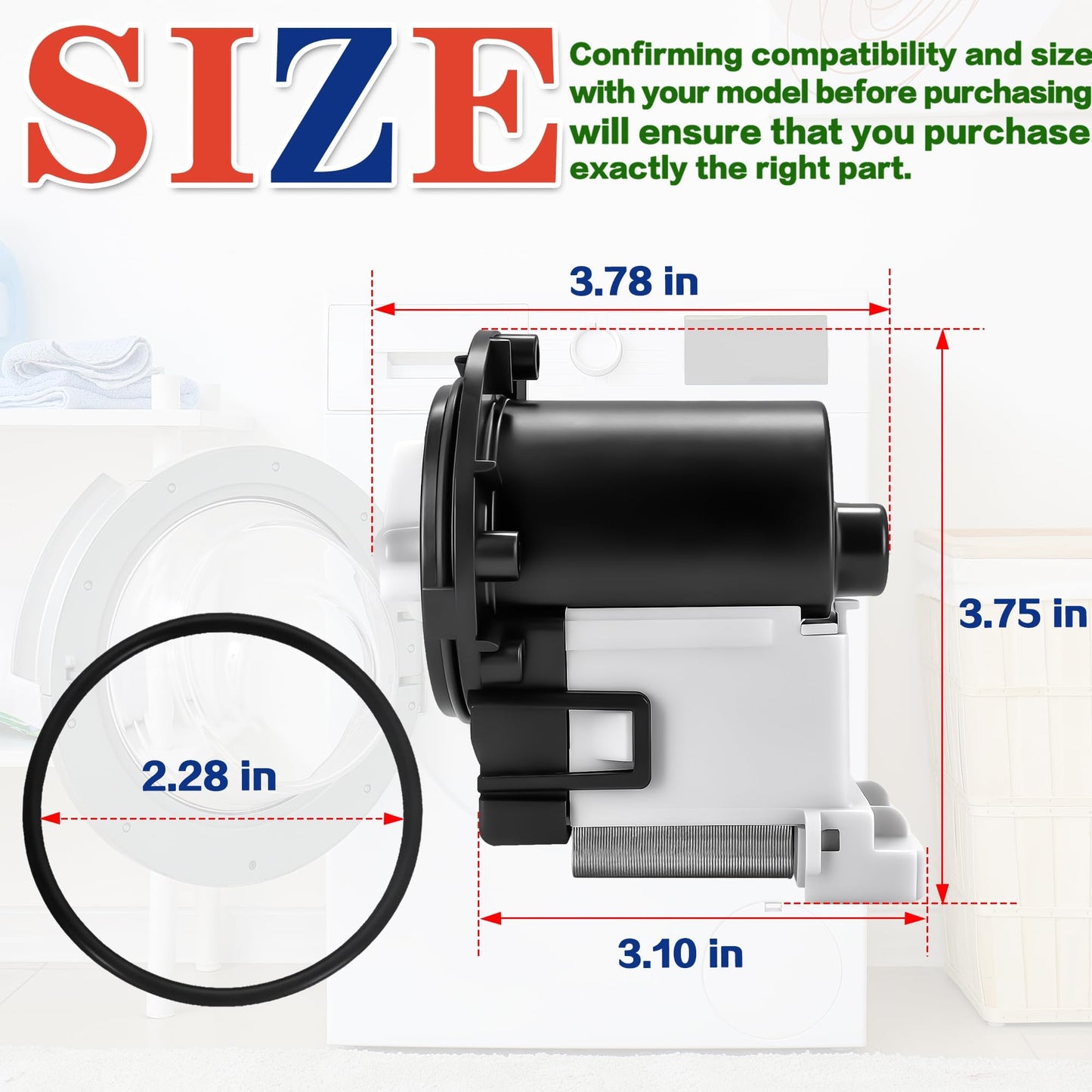 WM3770HWA WM9500HKA Washer Drain Pump Motor Fit for LG WM3575CW WM3670HVA WM3997HWA WM4270HVA WM4270HWA WM4370HKA WM4370HWA WM5000HVA WM5000HWA WM8000HVA WM8000HWA WM8100HVA WM8100HWA WM8500HVA