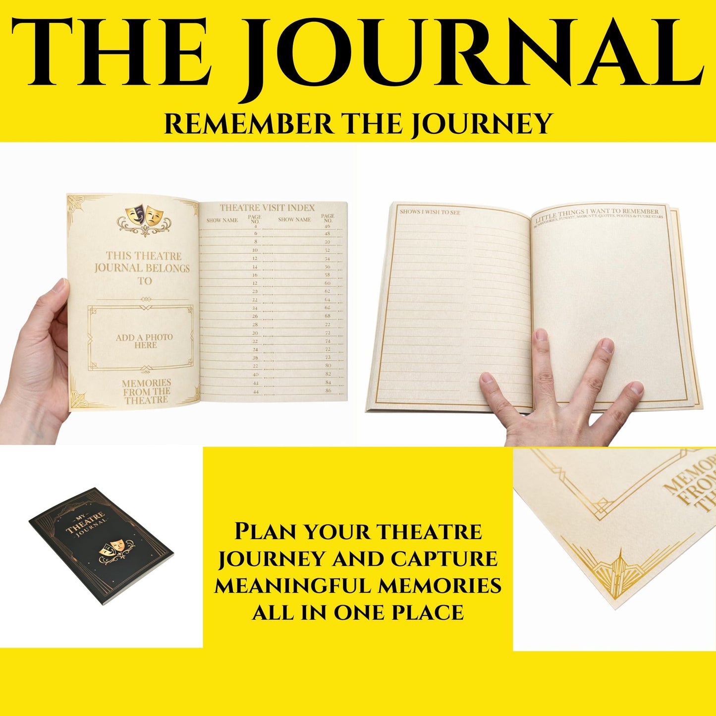 Show-Bill Binder & Theatre Journal Set – Faux Leather Folder with 35 Sleeves, 86 Show Log Book – Musical Theatre Program Organiser & Broadway Gift