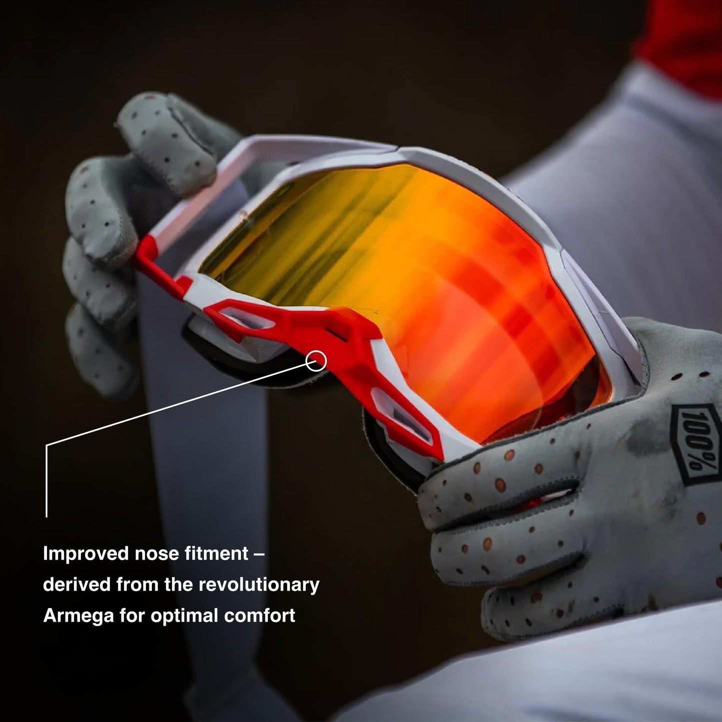 100% Accuri 2 Goggles - Eyewear for Motocross & Mountain Biking - Goggles for Dirt Bikes, Motorcycles & Bike Sports - Neon/Orange, Clear Lens